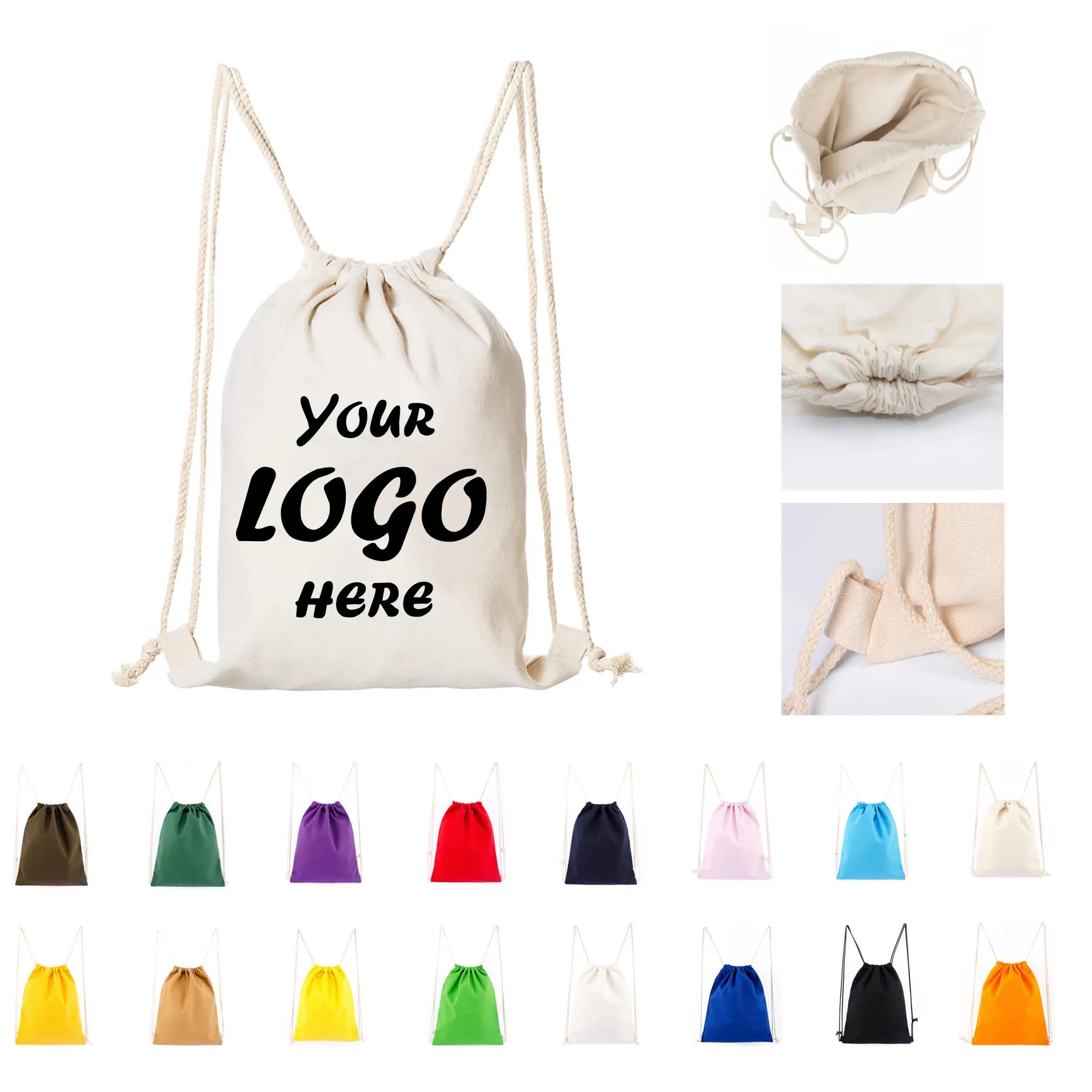 Cotton Canvas Drawstring Backpack