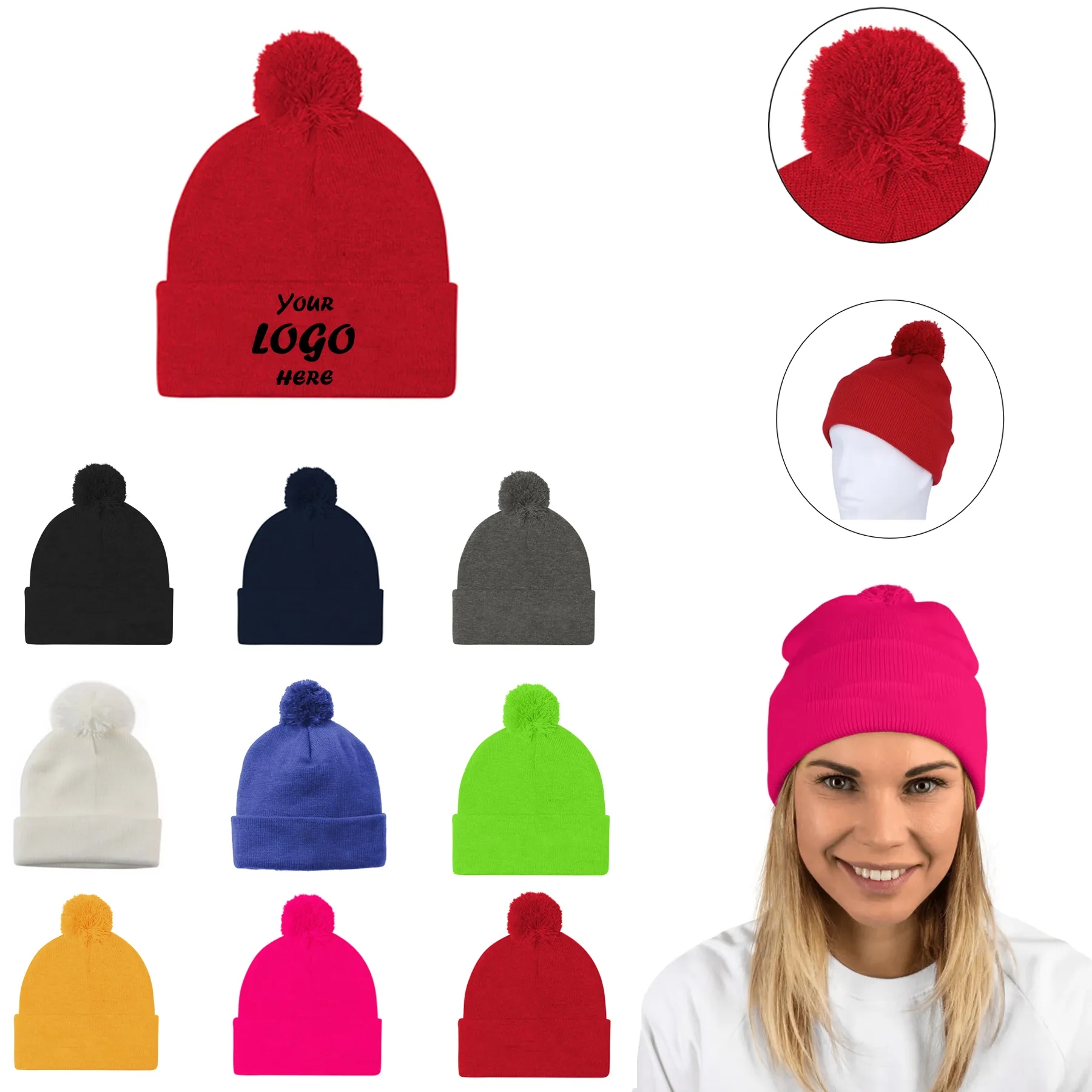 Custom Acrylic Pom-Pom Beanie
