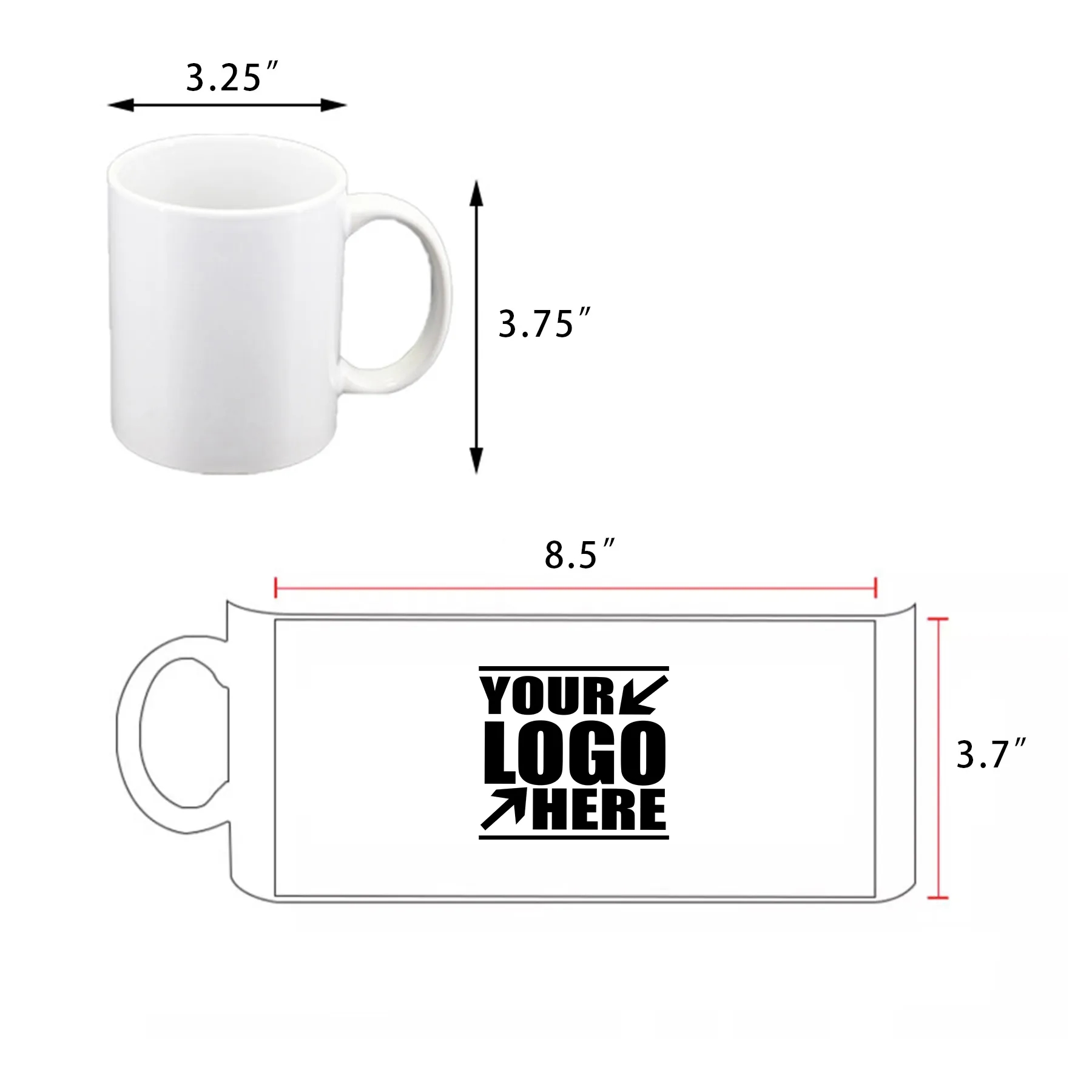 11 oz C-Handle Ceramic Coffee Mug - Image 2