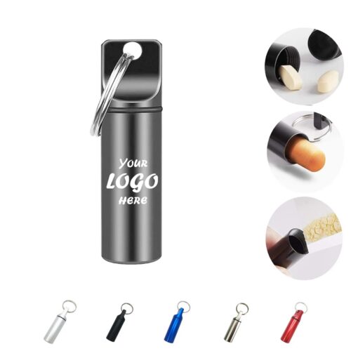 Pill Box with Aluminum Keychain