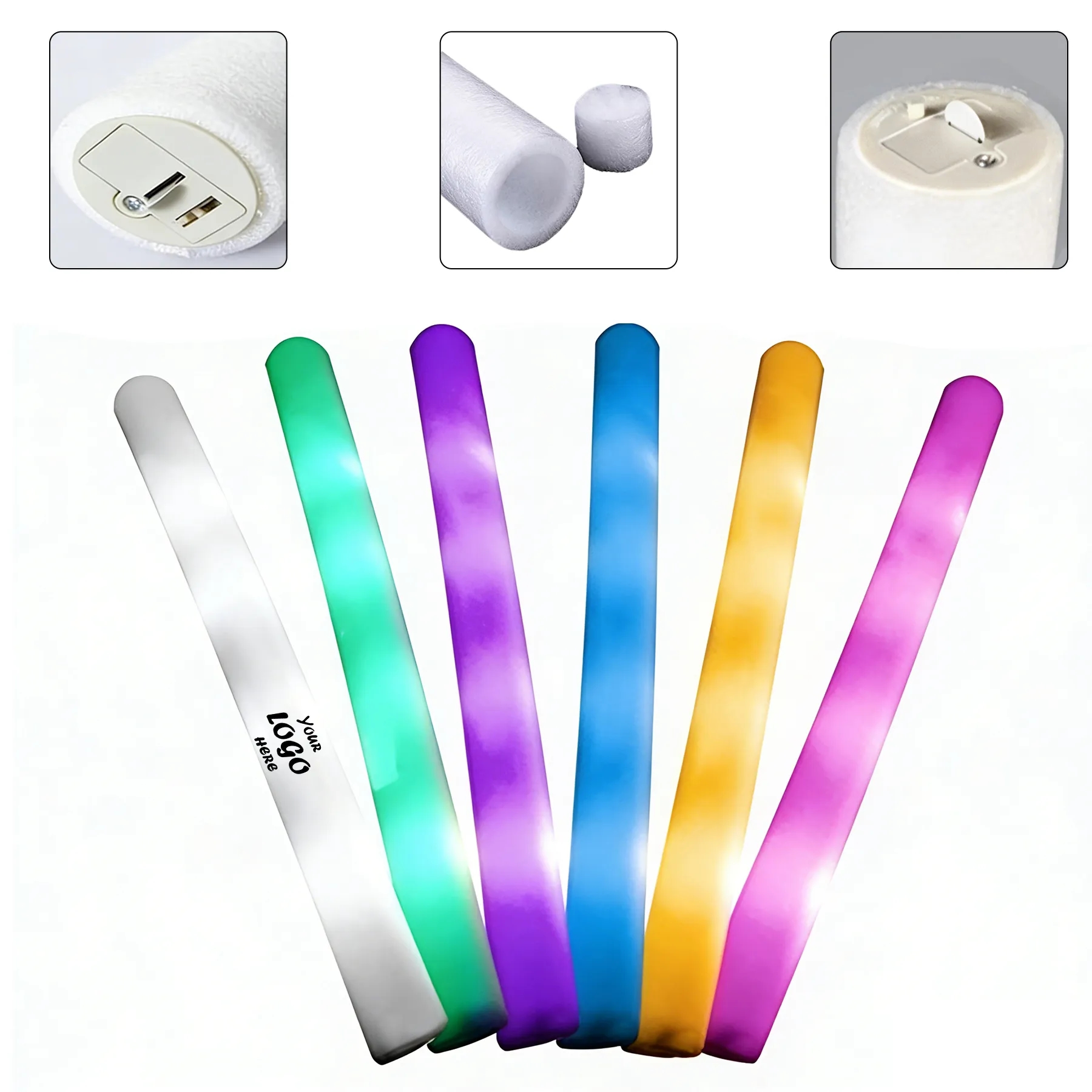 Battery-Powered Foam Glow Sticks W/ On Off Switch