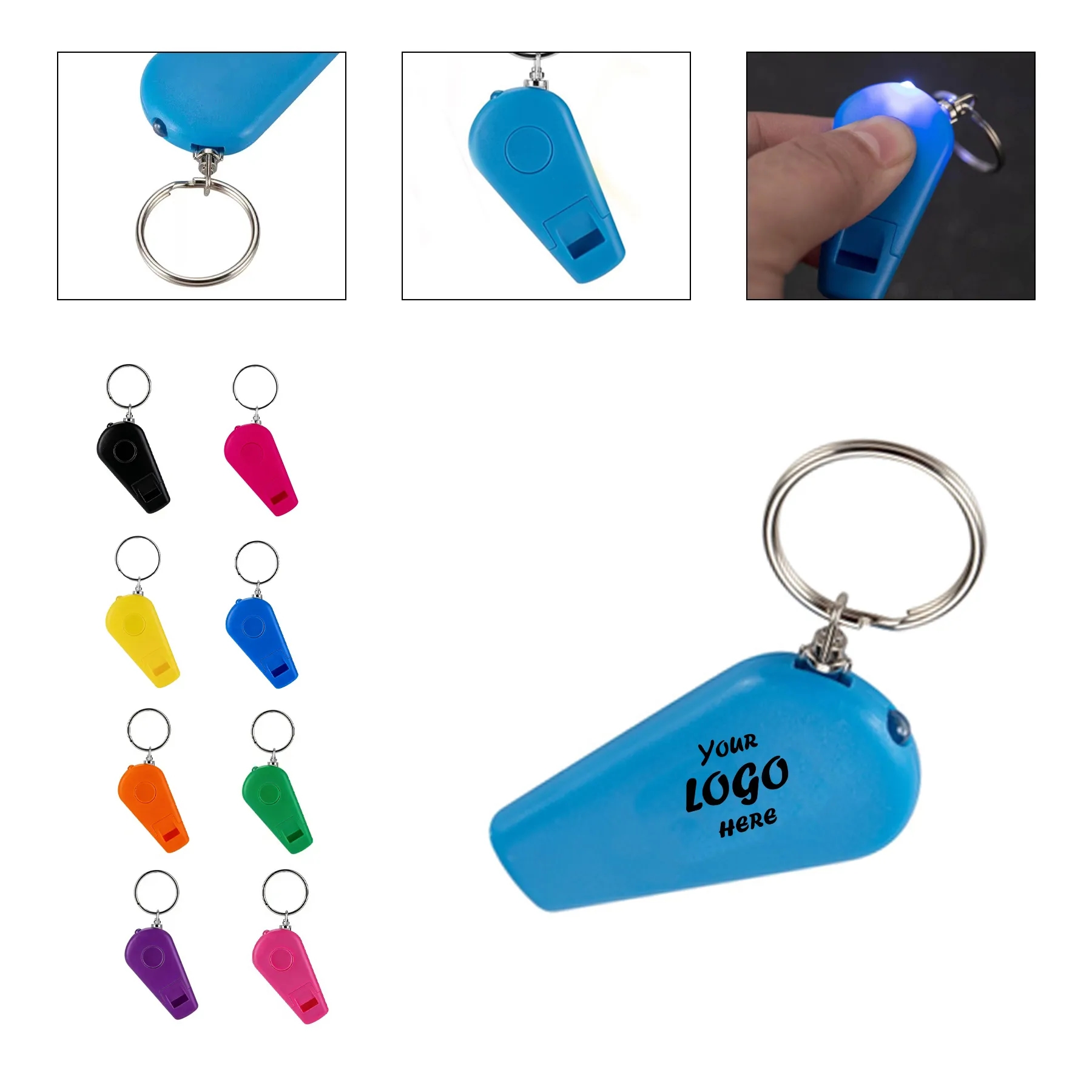 Multi-Function LED Whistle Keychain With Safety Light