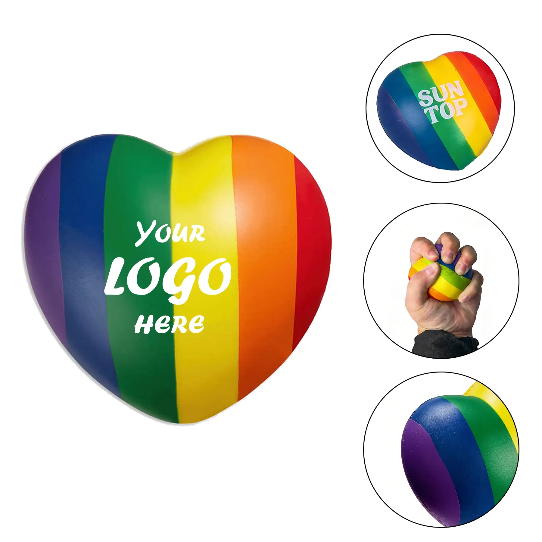 Rainbow Heart Stress Ball For Wellness Giveaways