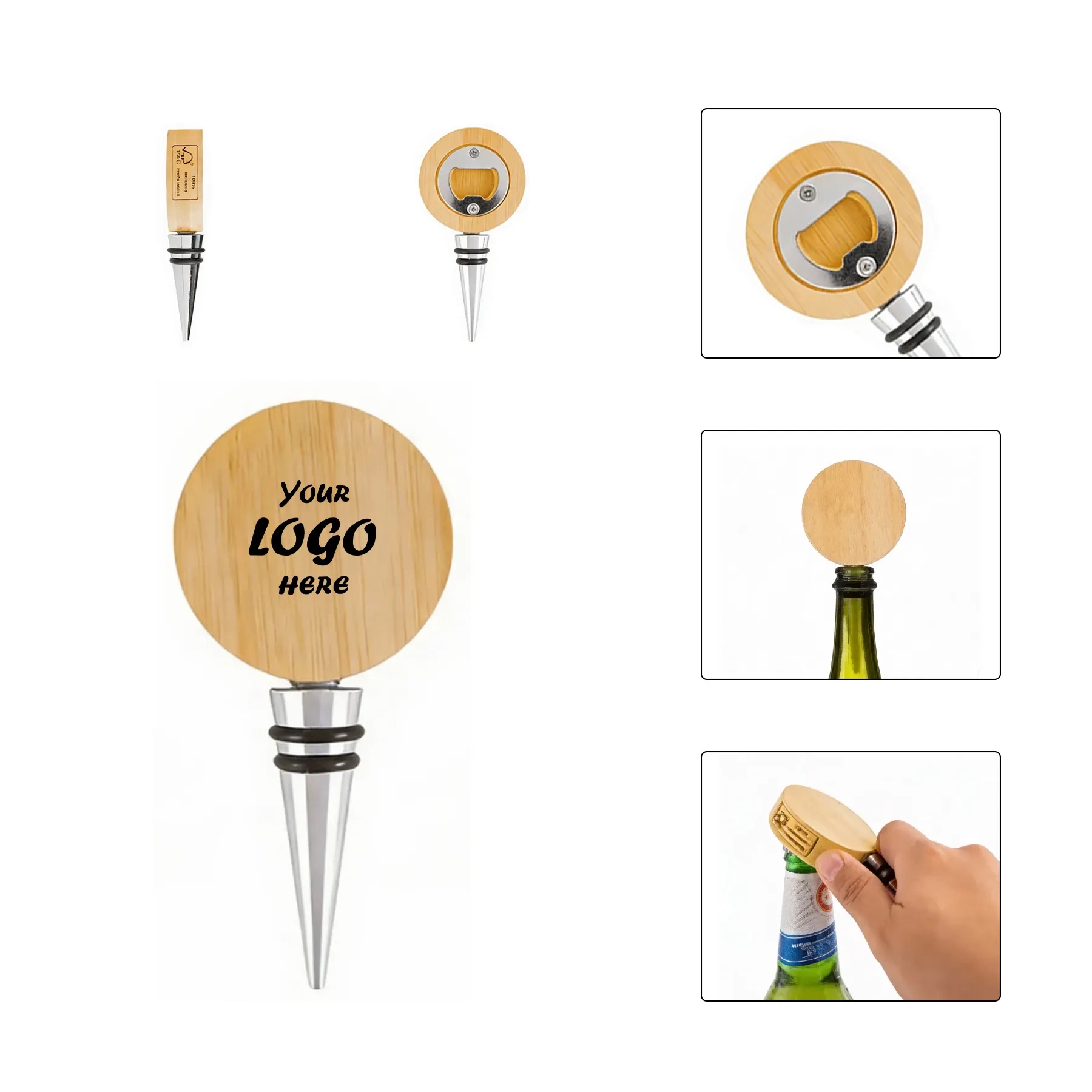 Bamboo Bottle Opener Wine Stopper