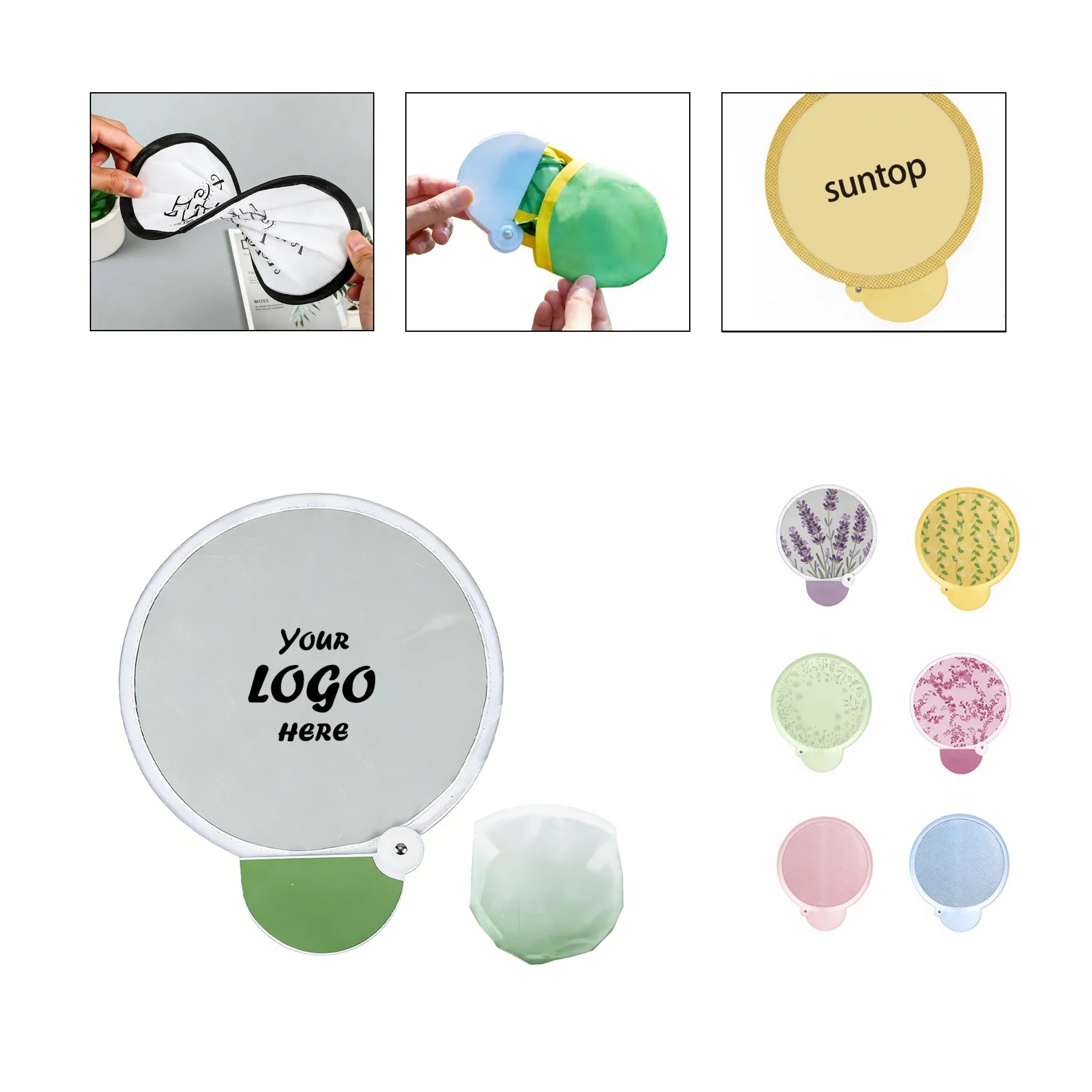 Custom Logo Reusable Nylon Foldable Pop-Up Hand Fan