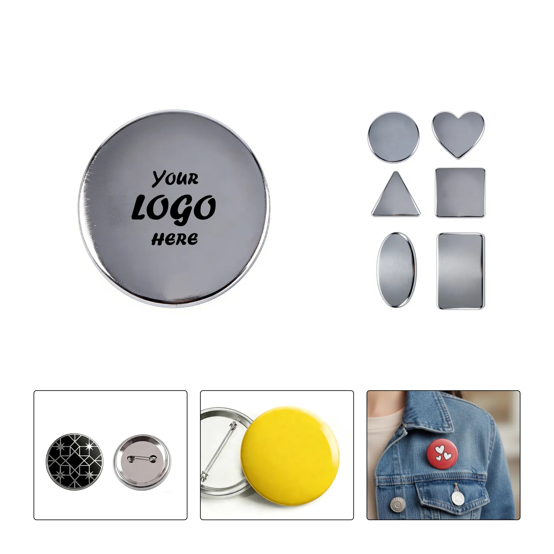 2" Round Custom Tin Button With Pin Back