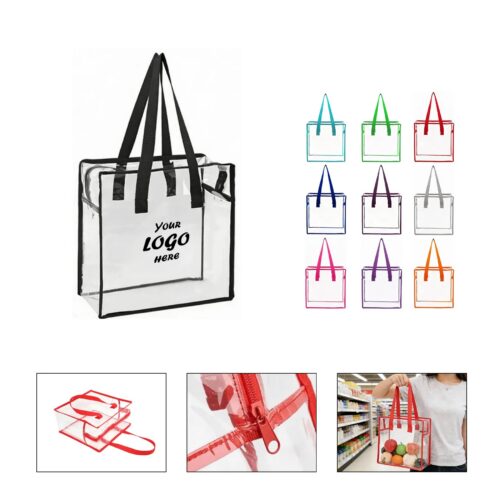 Clear Vinyl Stadium-Approved Zipper Tote Bag