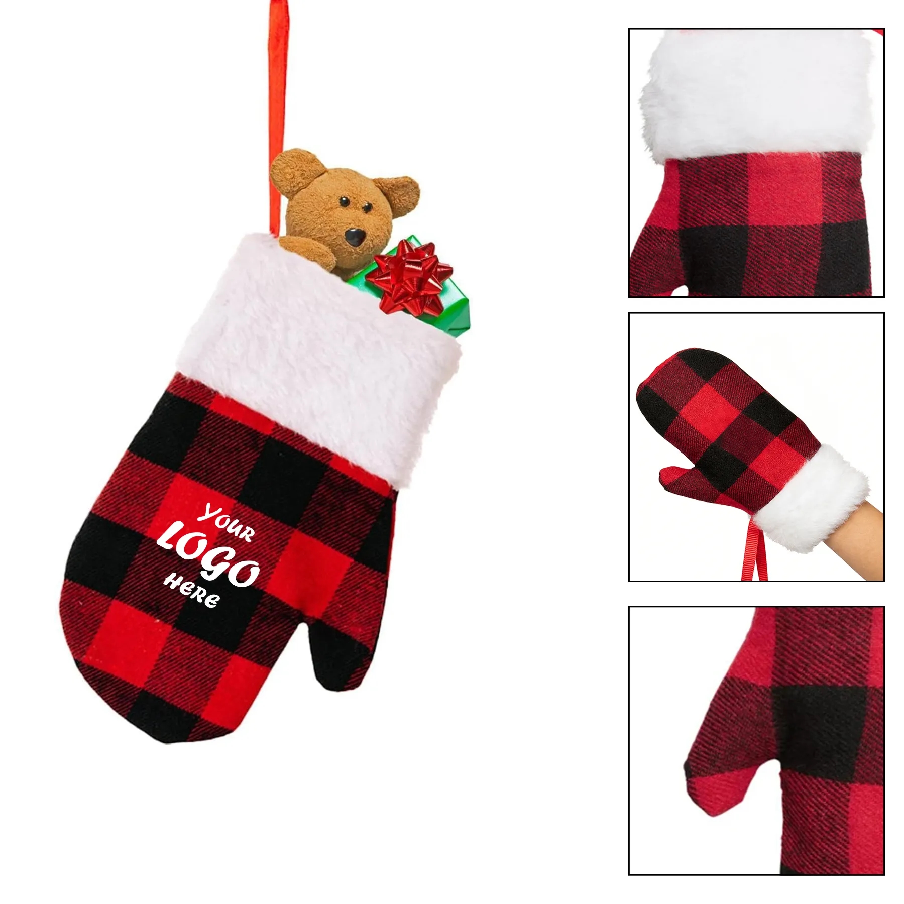 Buffalo Plaid Mitten Gift Card Christmas Ornament
