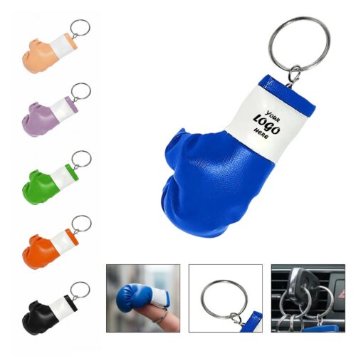 Mini Boxing Glove PVC Keychain With Custom Logo Print