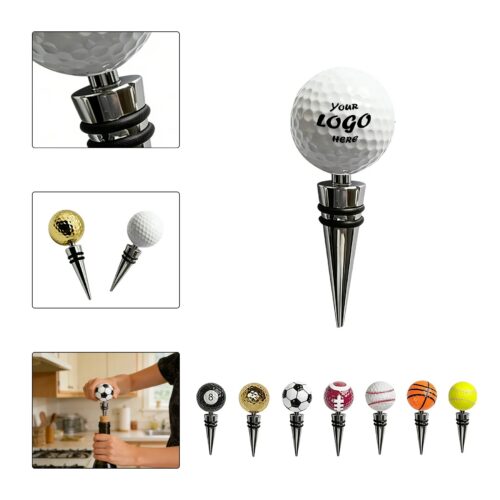 Spherical Alloy And Rubber Wine Bottle Stopper Gift