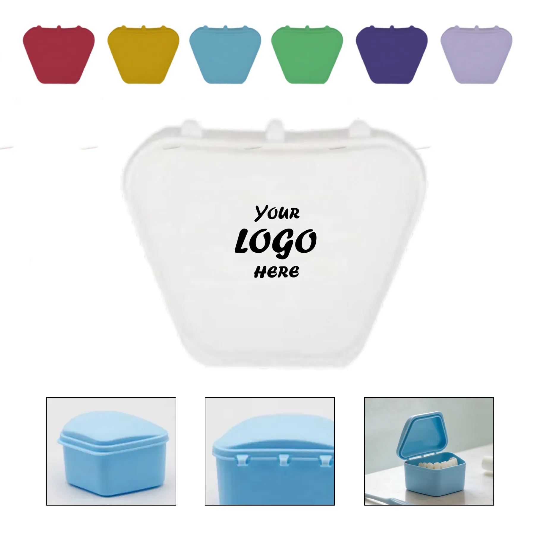 Trapezoid Denture Storage Case With Secure Snap Lid