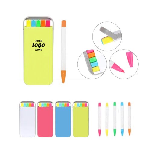 5-Color Highlighter Set In Case With Chisel Tips