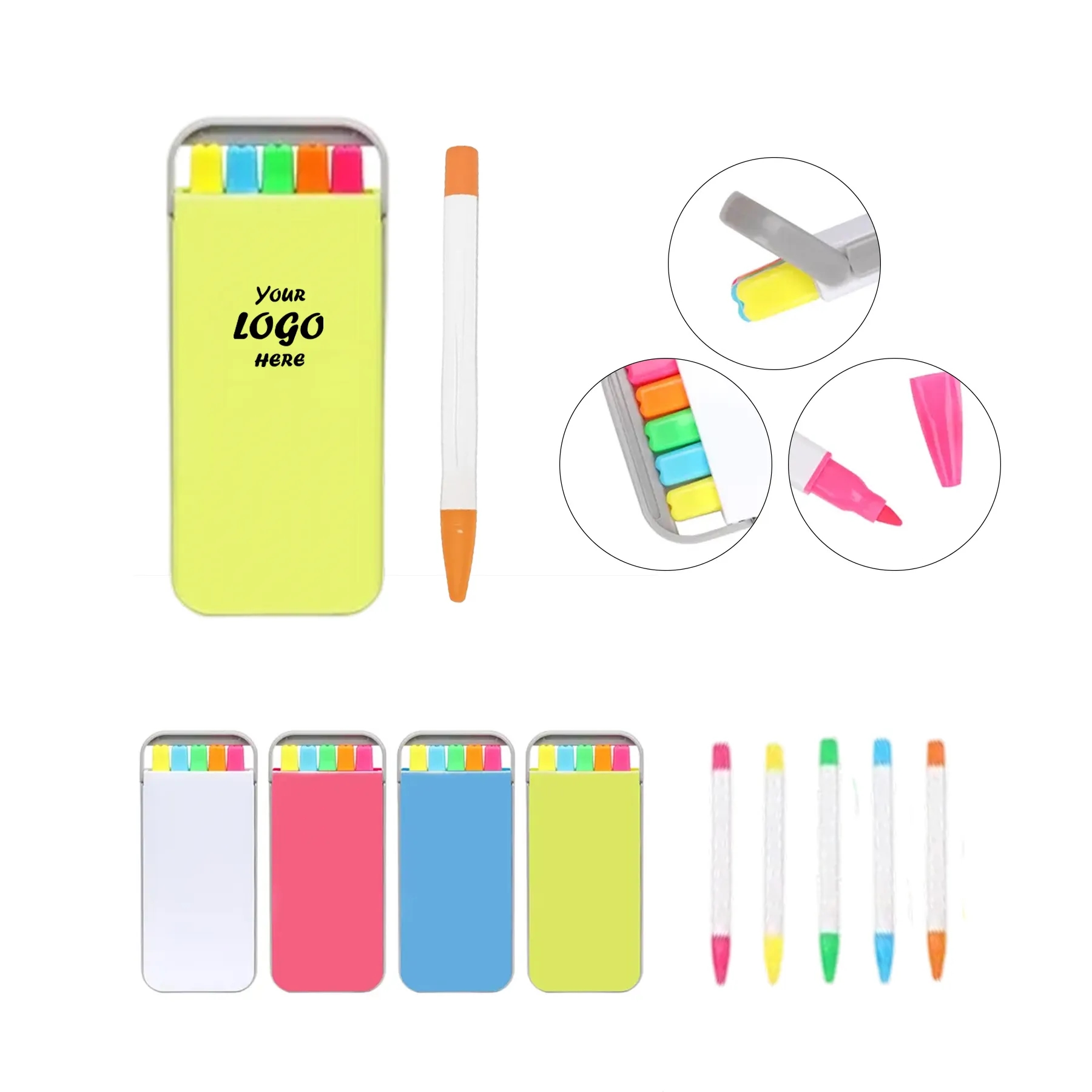 5-Color Highlighter Set In Case With Chisel Tips