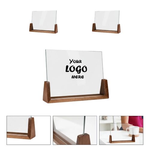 Personalized Crystal Mirror Award Plaque with Wood Base