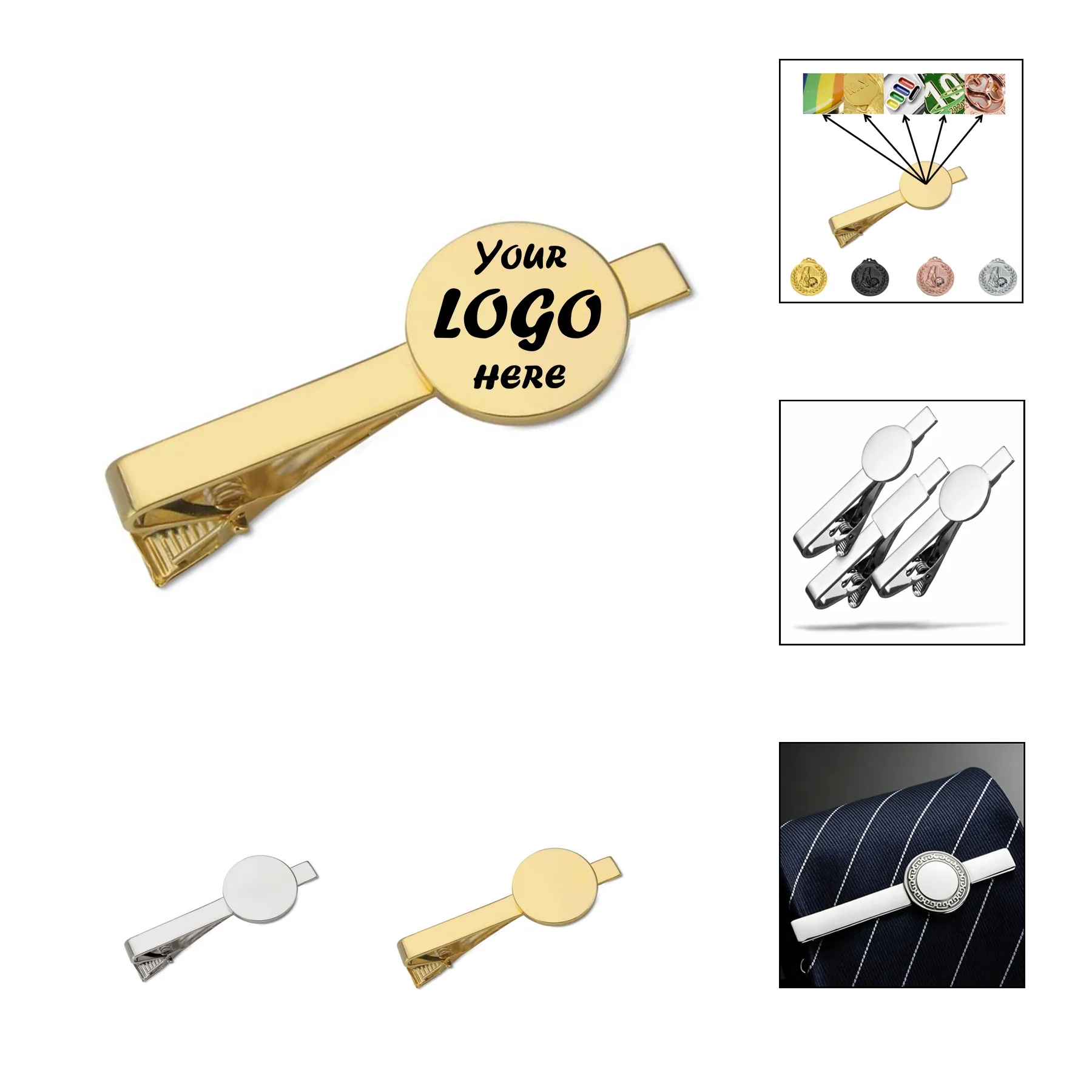 Custom Die Struck Soft Enamel Tie Bar Clip 3/4 Inch