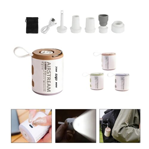 Rechargeable Mini Air Pump With Camping Light Tool