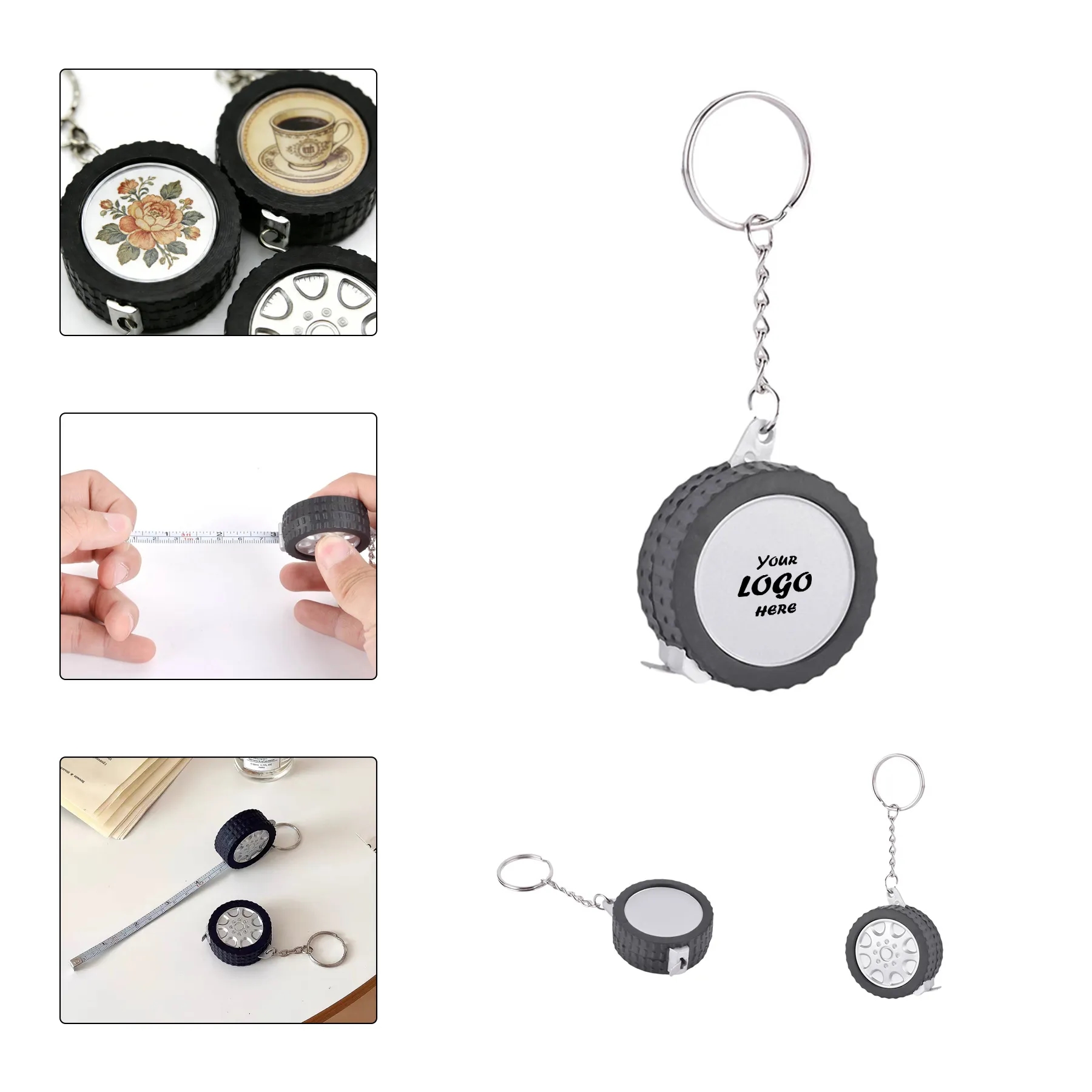 Tire Shape Tape Measure Keychain With Built In Magnet