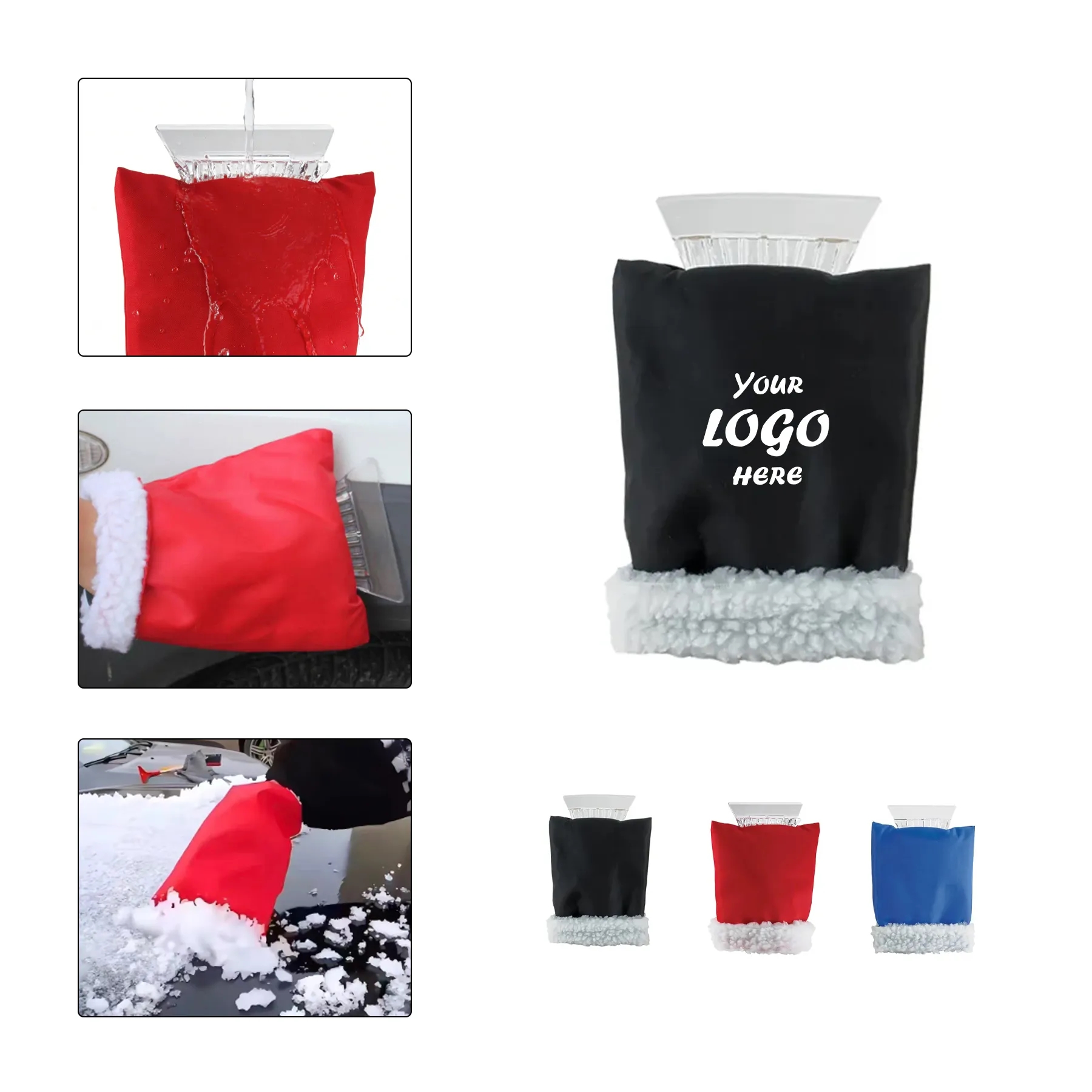 Warm Ice Scraper Hand Mitten For Winter Vehicle Care