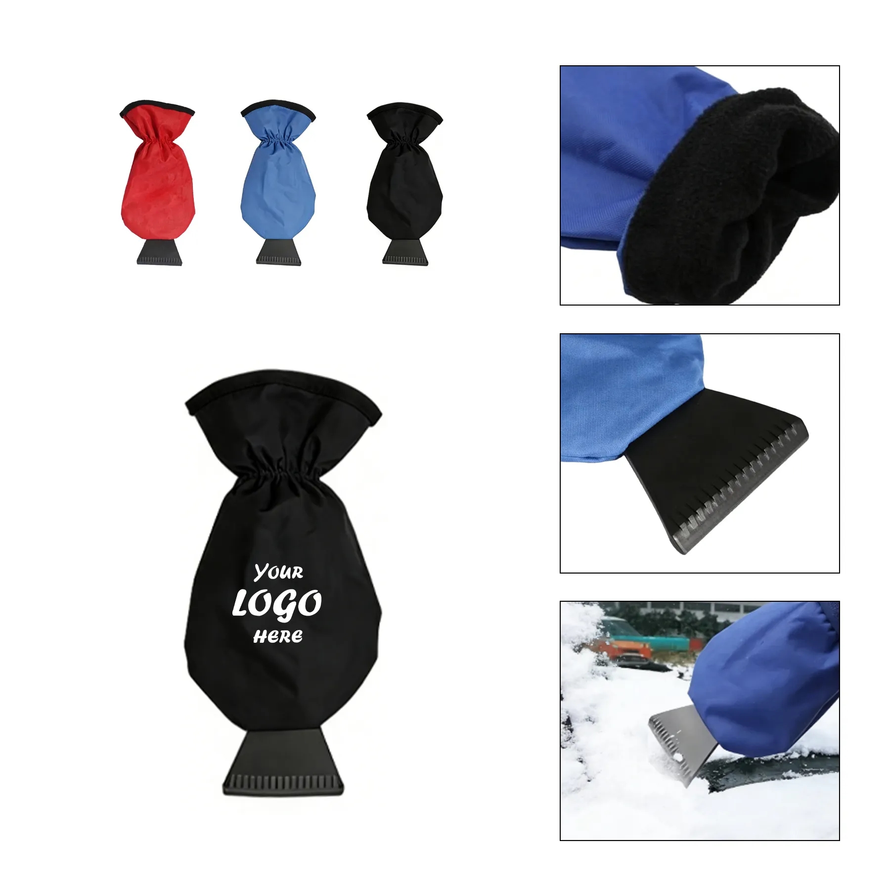 Premium Car Window Ice Scraper With Insulated Gloves
