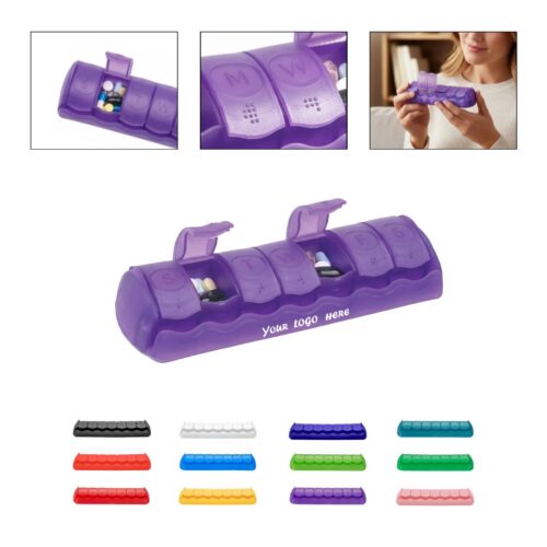7-Day Pill Organizer Case With Braille And Logo