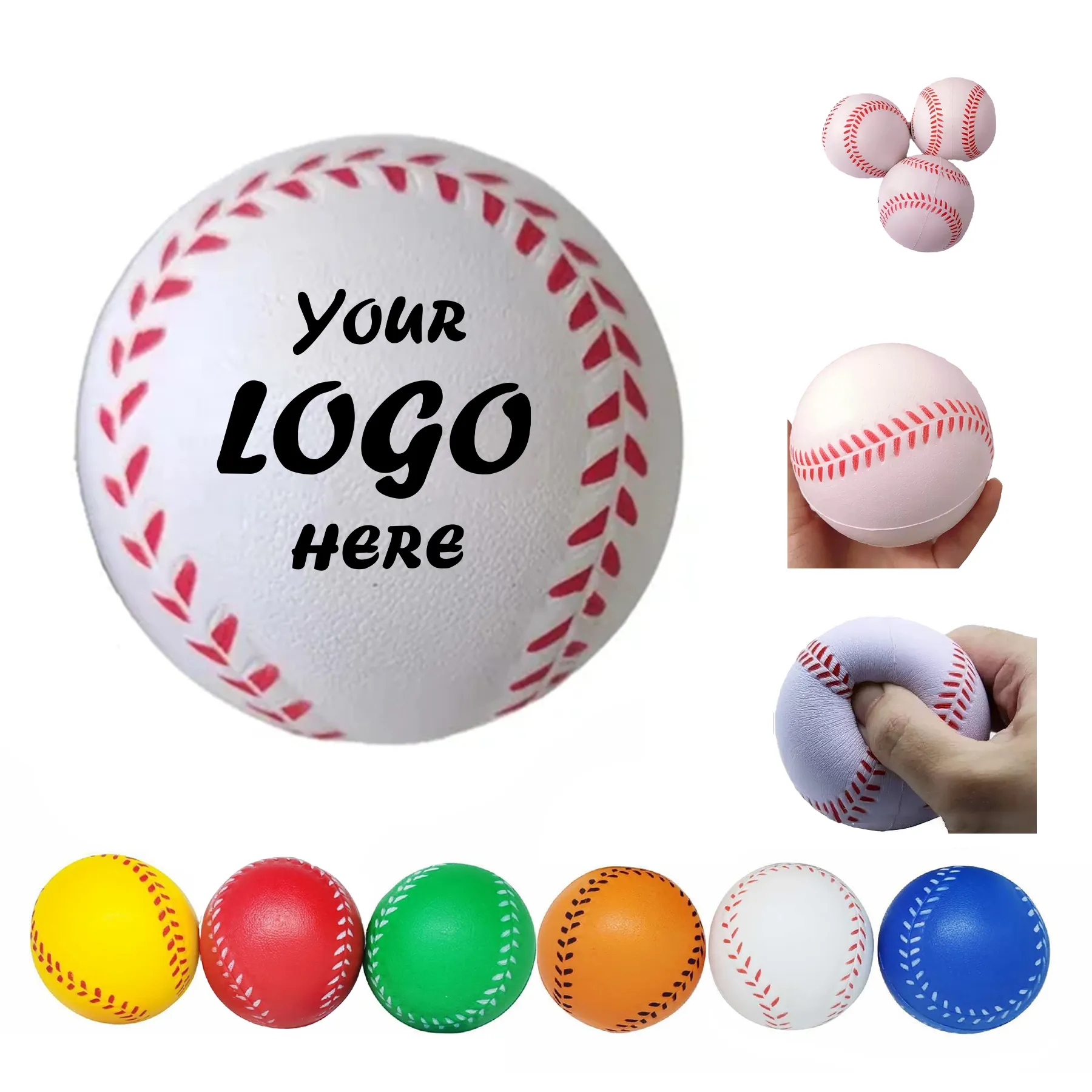 2.5" PU Baseball Stress Ball With Custom Logo Print