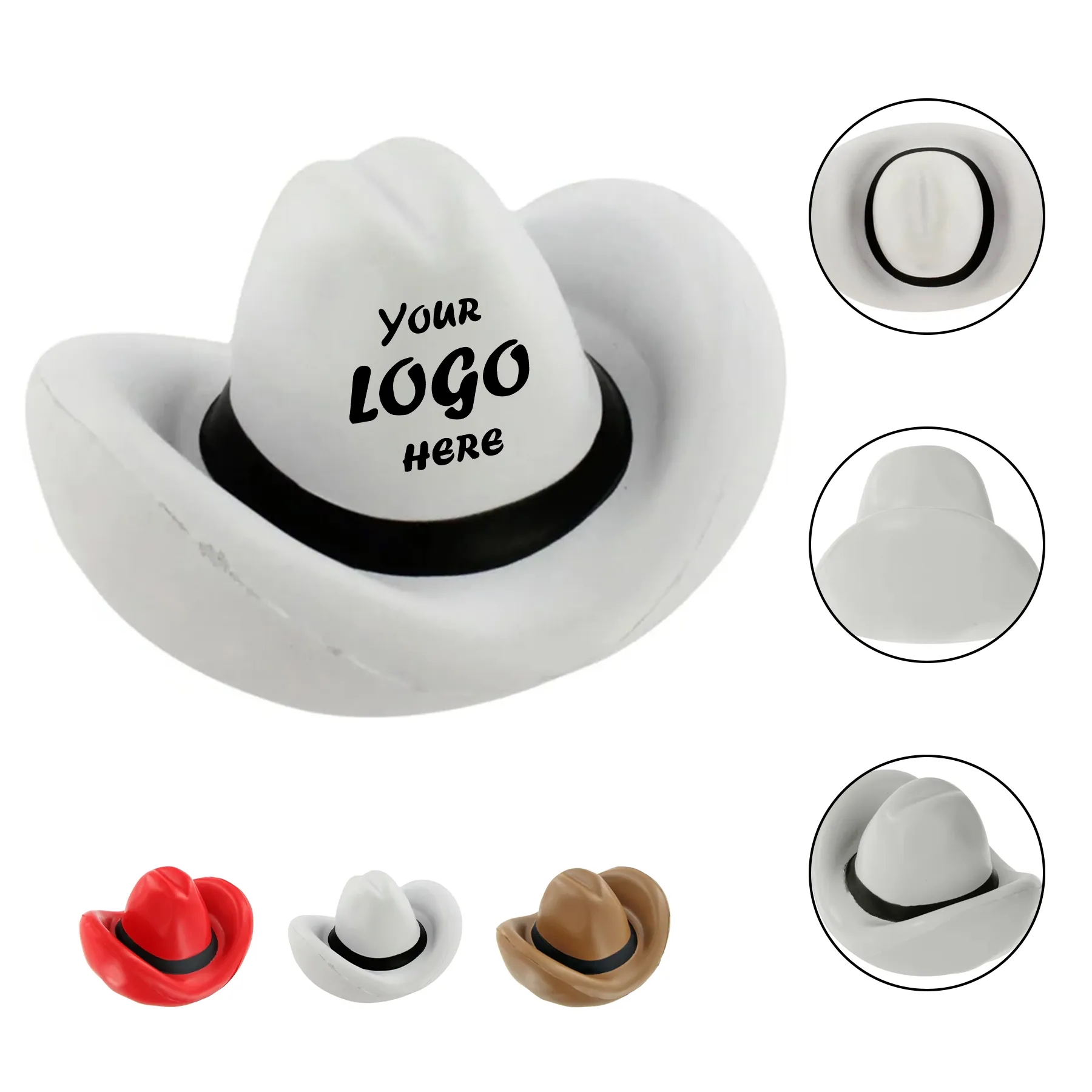 PU Foam Pad Print Cowboy Hat Stress Reliever