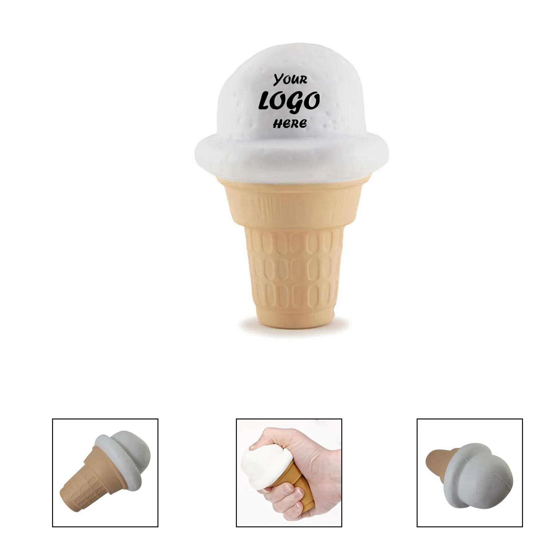 Custom Ice Cream Cone Stress Reliever Ball Promo Gift