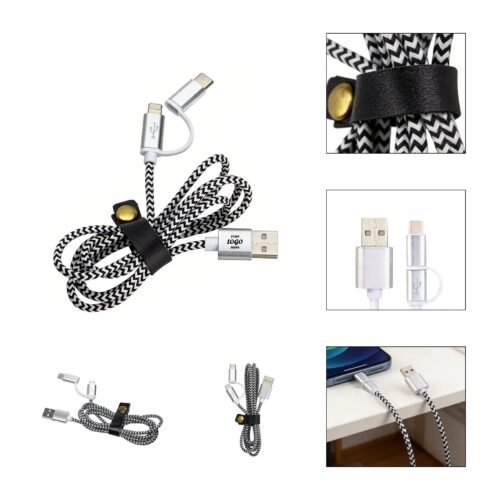3-In-1 Braided Charging Cable With Adapters