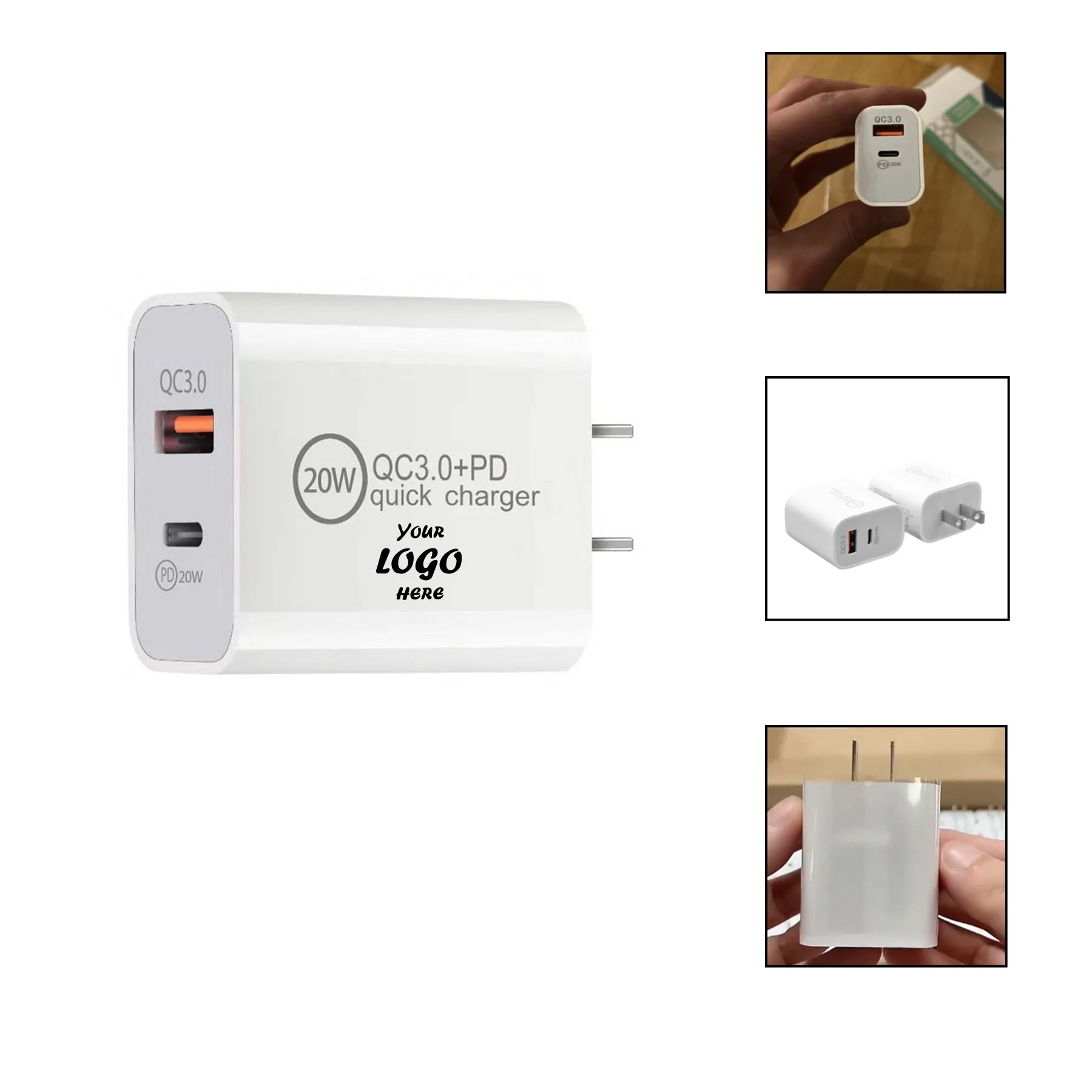 Compact USB-C Fast Wall Charger PD Power Adapter Block