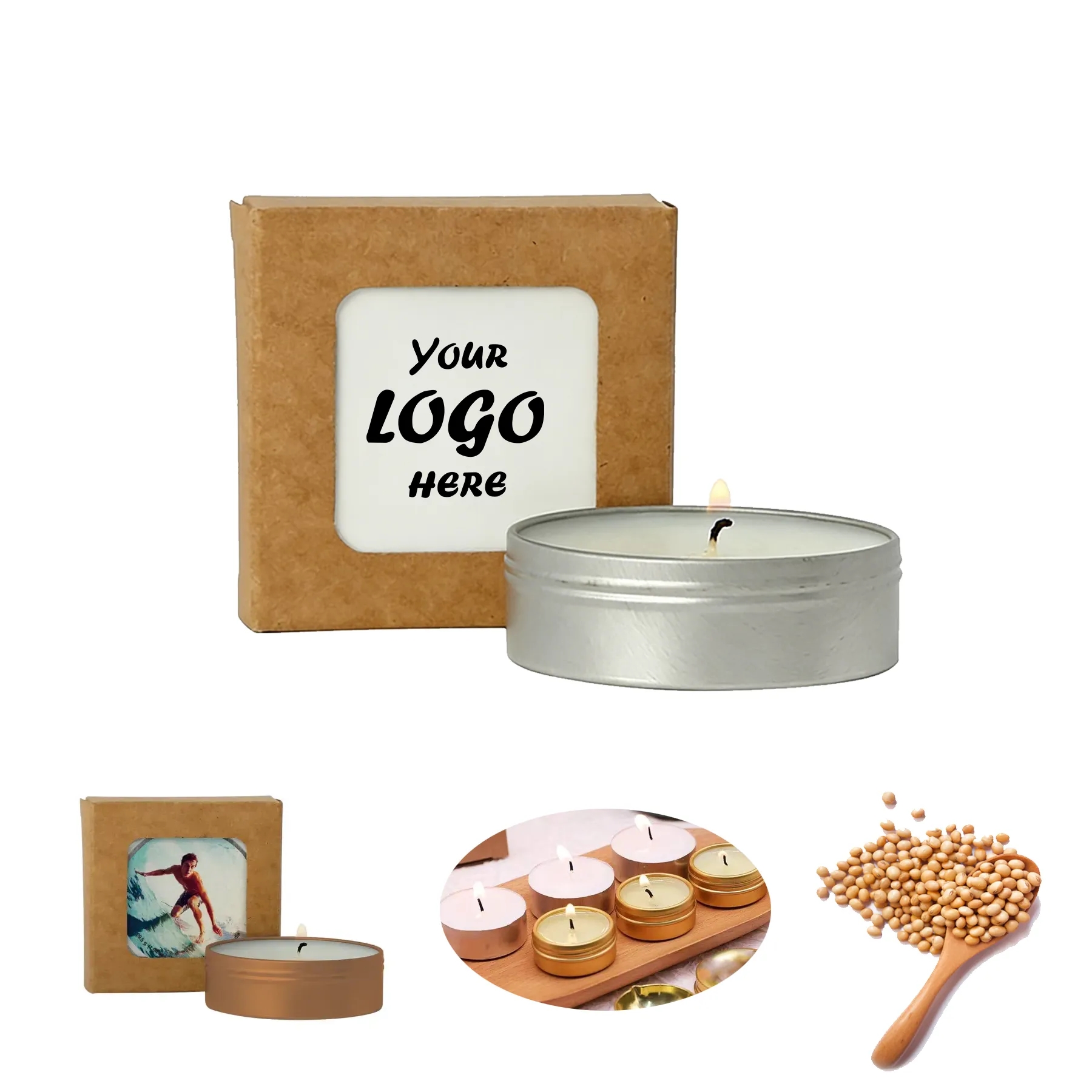 2 Oz Scented Candle In Tin With Kraft Window Box