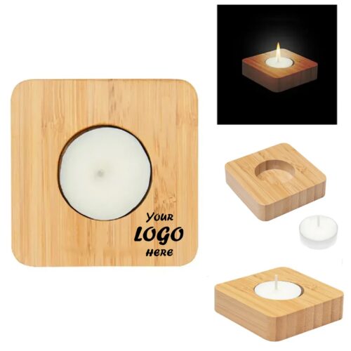 Bamboo Tea Light Holder With Soy Candle For Decor