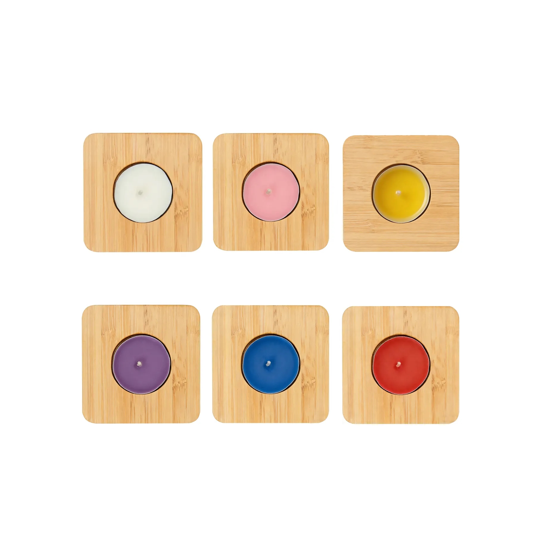 Bamboo Tea Light Holder With Soy Candle For Decor - Image 3