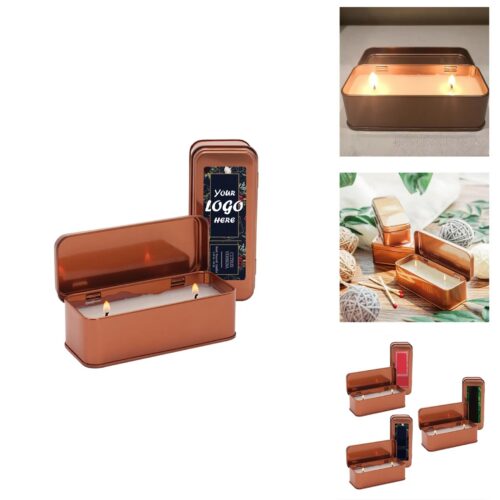 Copper Rectangular Scented 2.25 Oz Candle With Hinged Lid