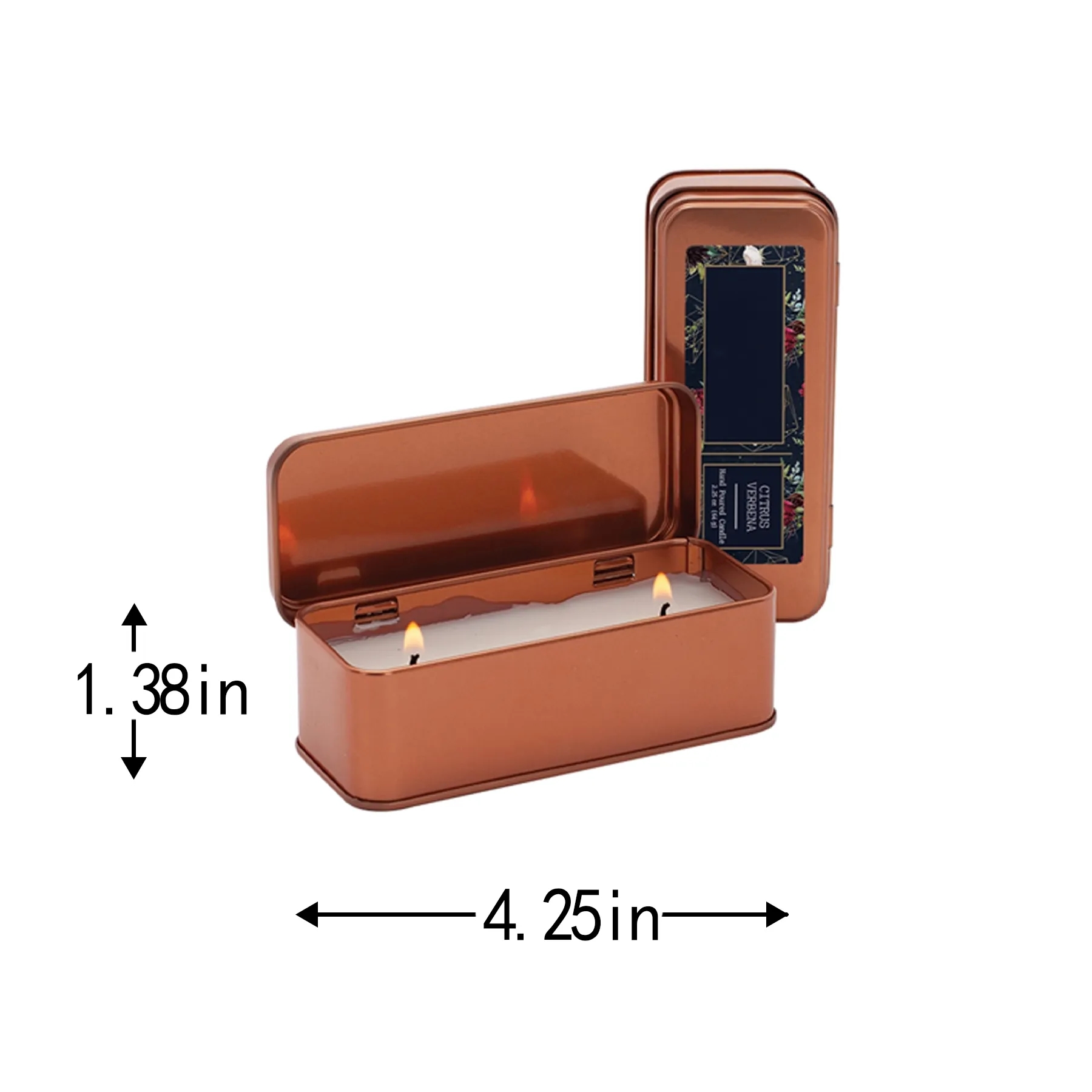 Copper Rectangular Scented 2.25 Oz Candle With Hinged Lid - Image 2