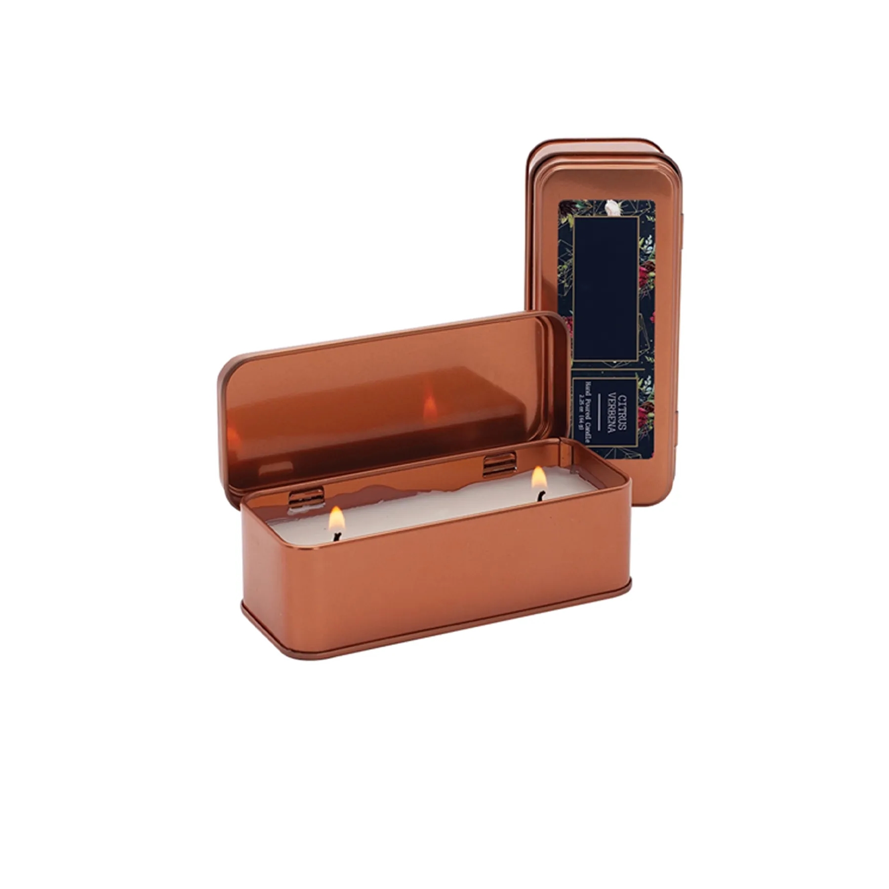 Copper Rectangular Scented 2.25 Oz Candle With Hinged Lid - Image 3