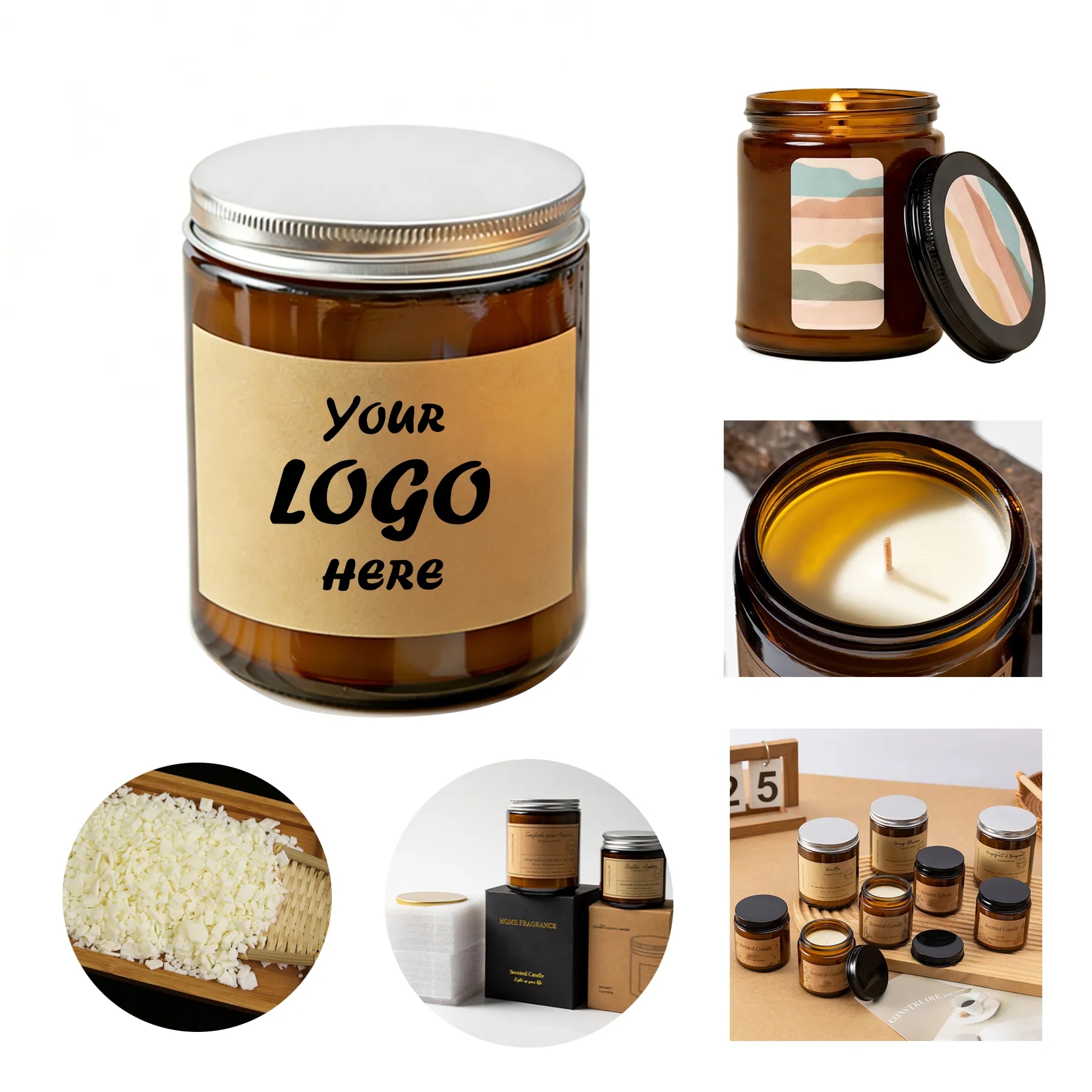 200g Zen Amber Jar Candle With Full Color Label And Lid