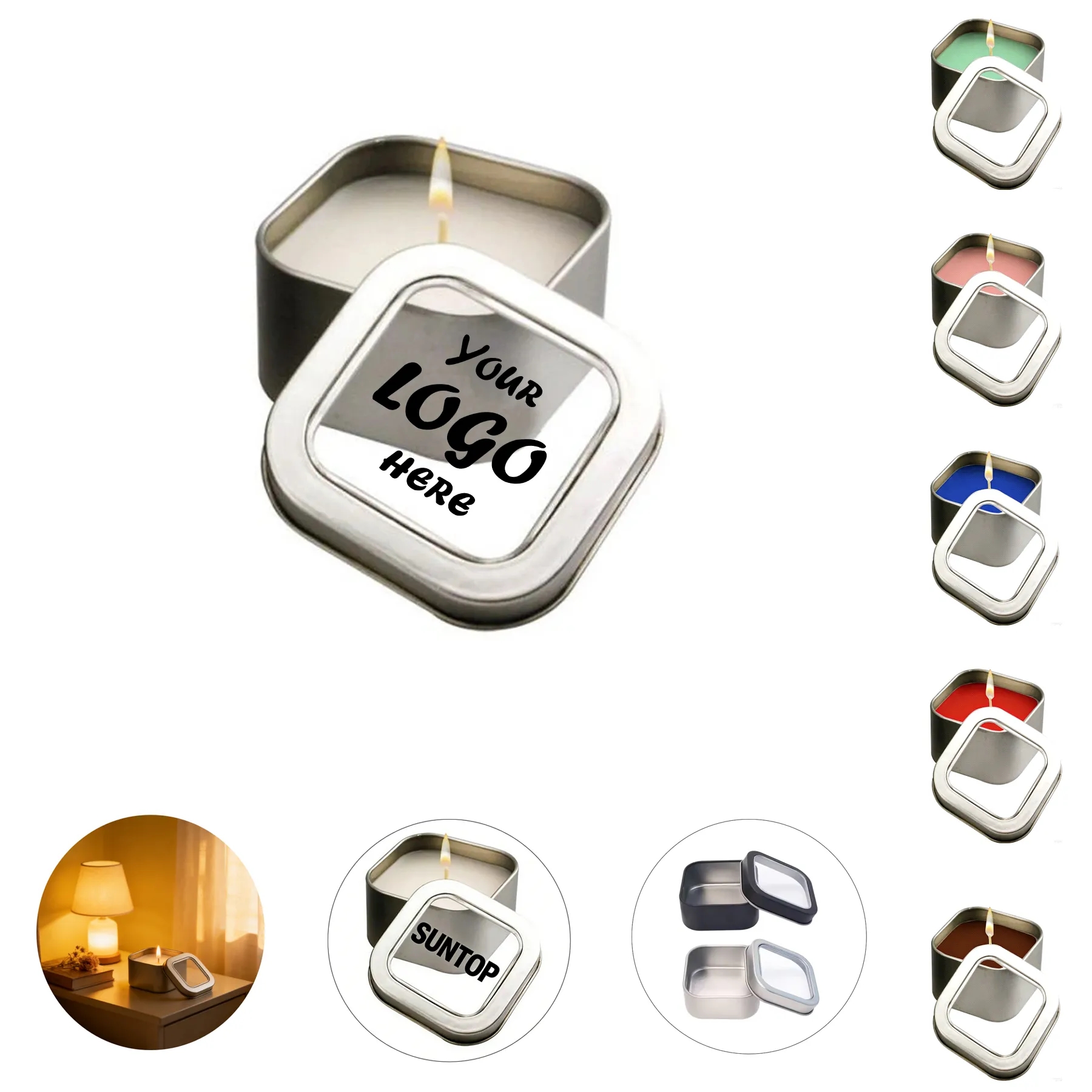 4 Oz Aromatherapy Candle Tin With Window Lid And Scents