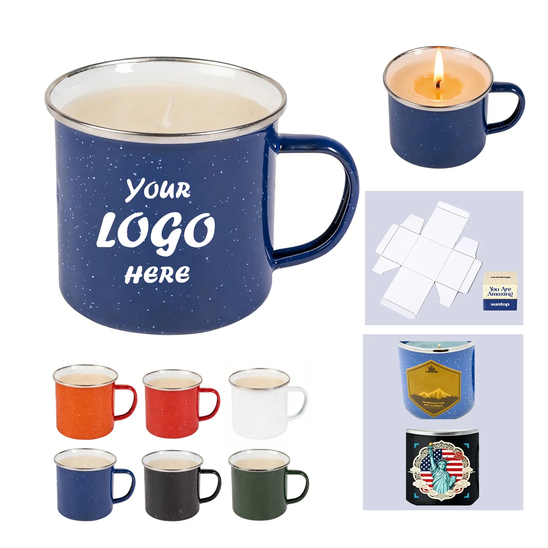 370ml Enamel Camping Mug Candle In Custom Gift Box