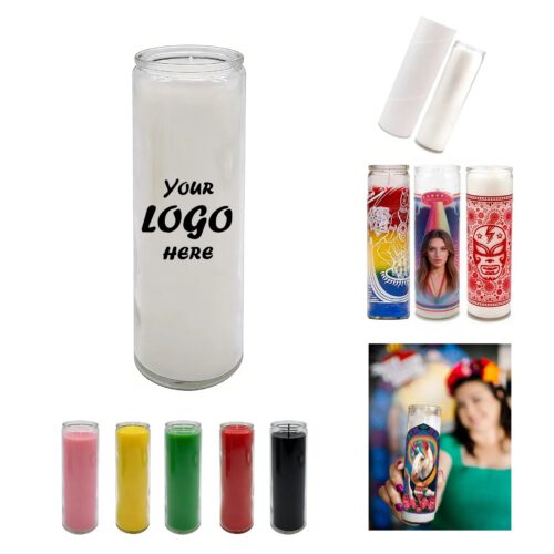 16 Oz Custom Prayer Candle In Glass Jar With Full Wrap Label
