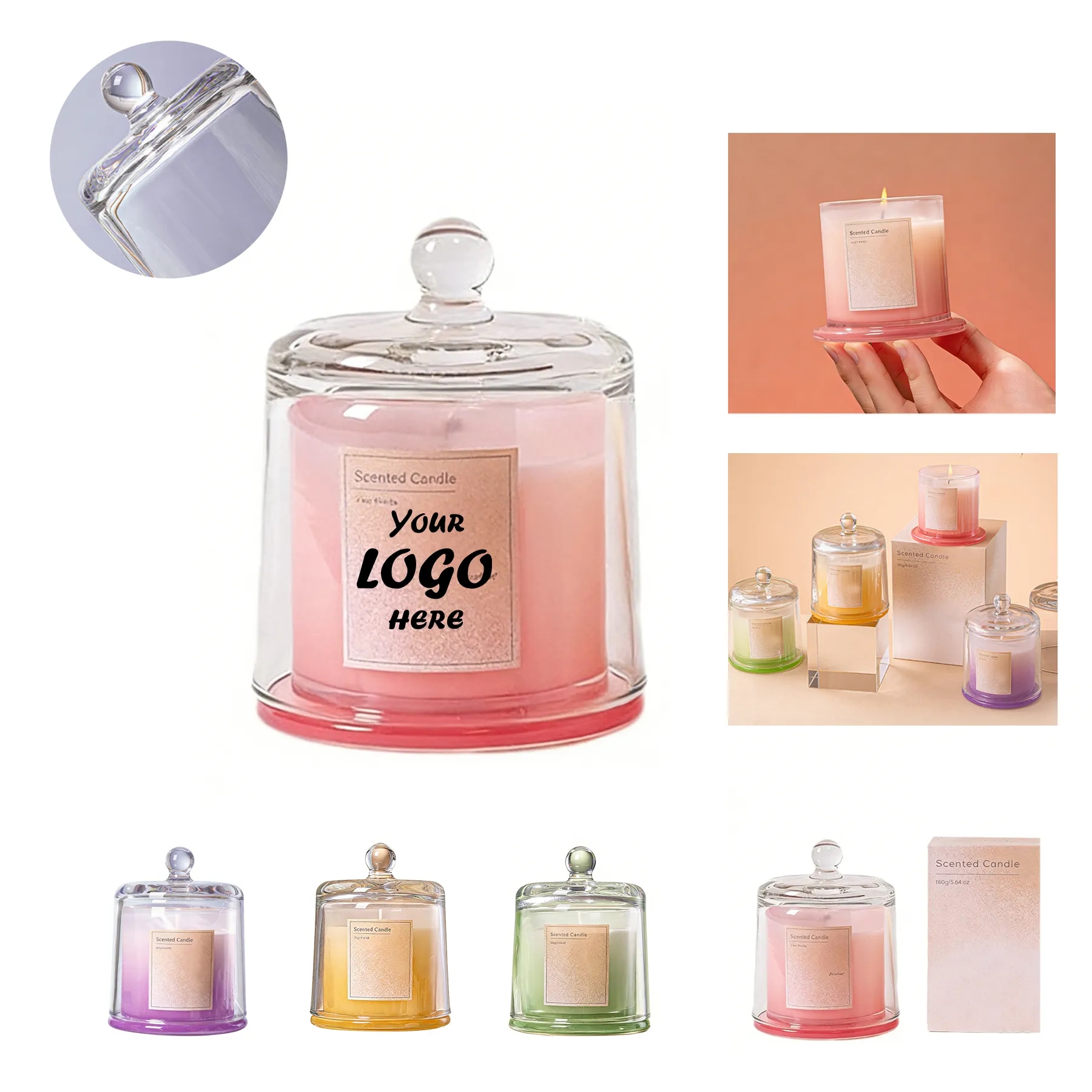 Premium Aromatherapy Soy Candle Cup With Glass Dome