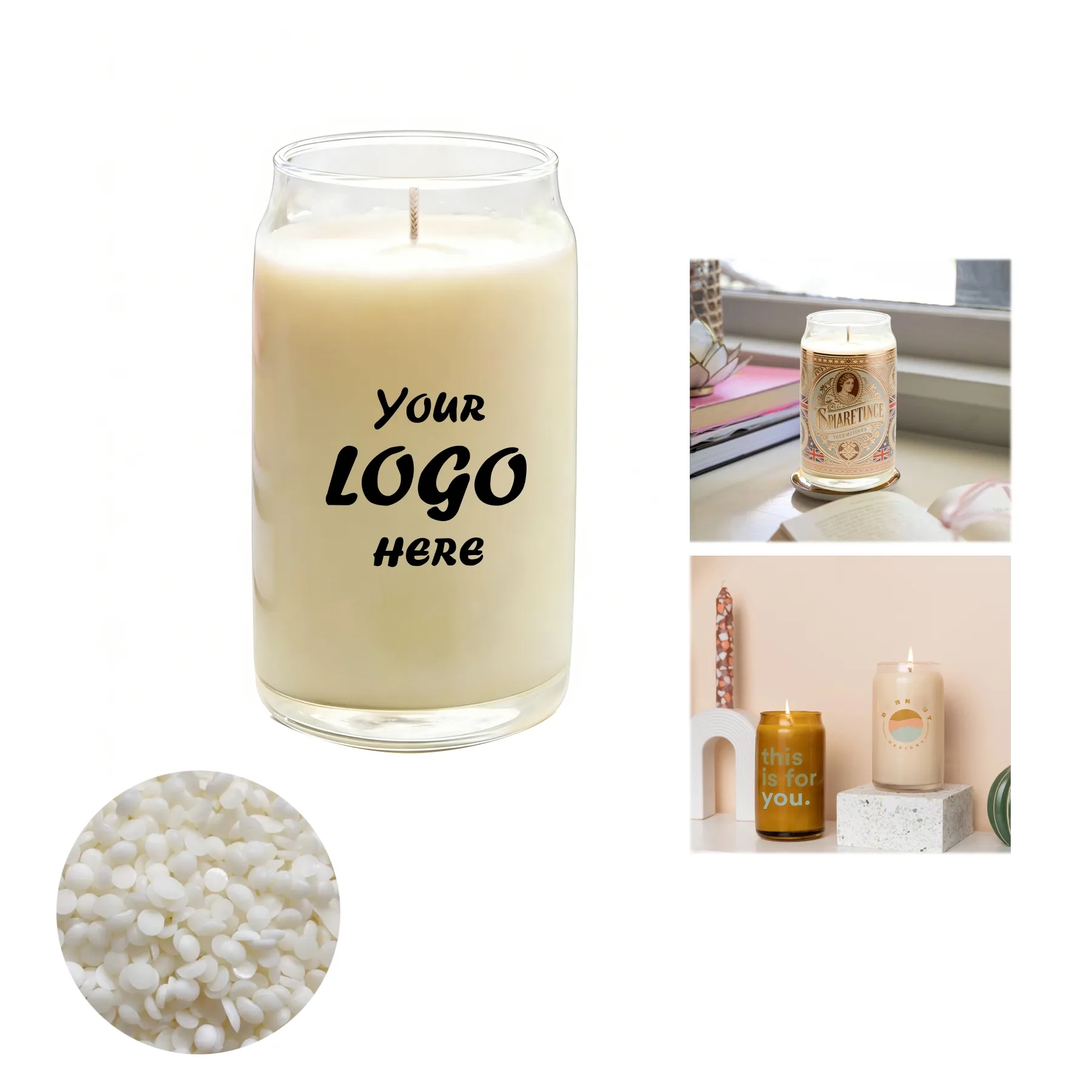 16 Oz Beer Can Glass Soy Candle With Direct Print Decoration