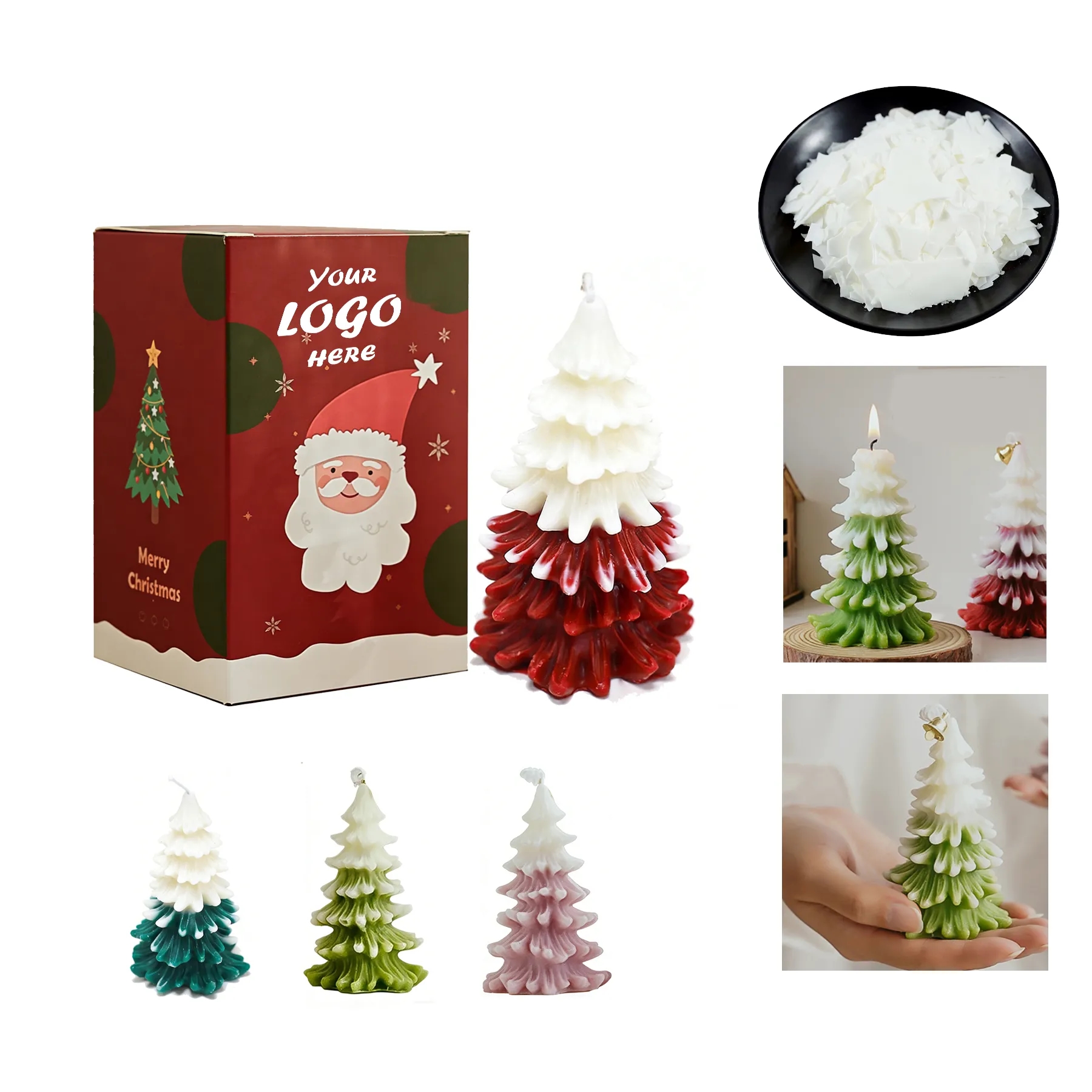 Christmas Tree Soy Candle In Festive Holiday Colors