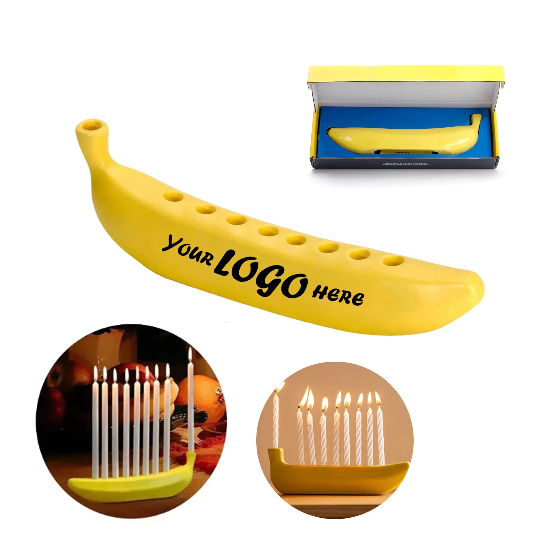 Banana Shaped Candle Holder With Novelty Holiday Style