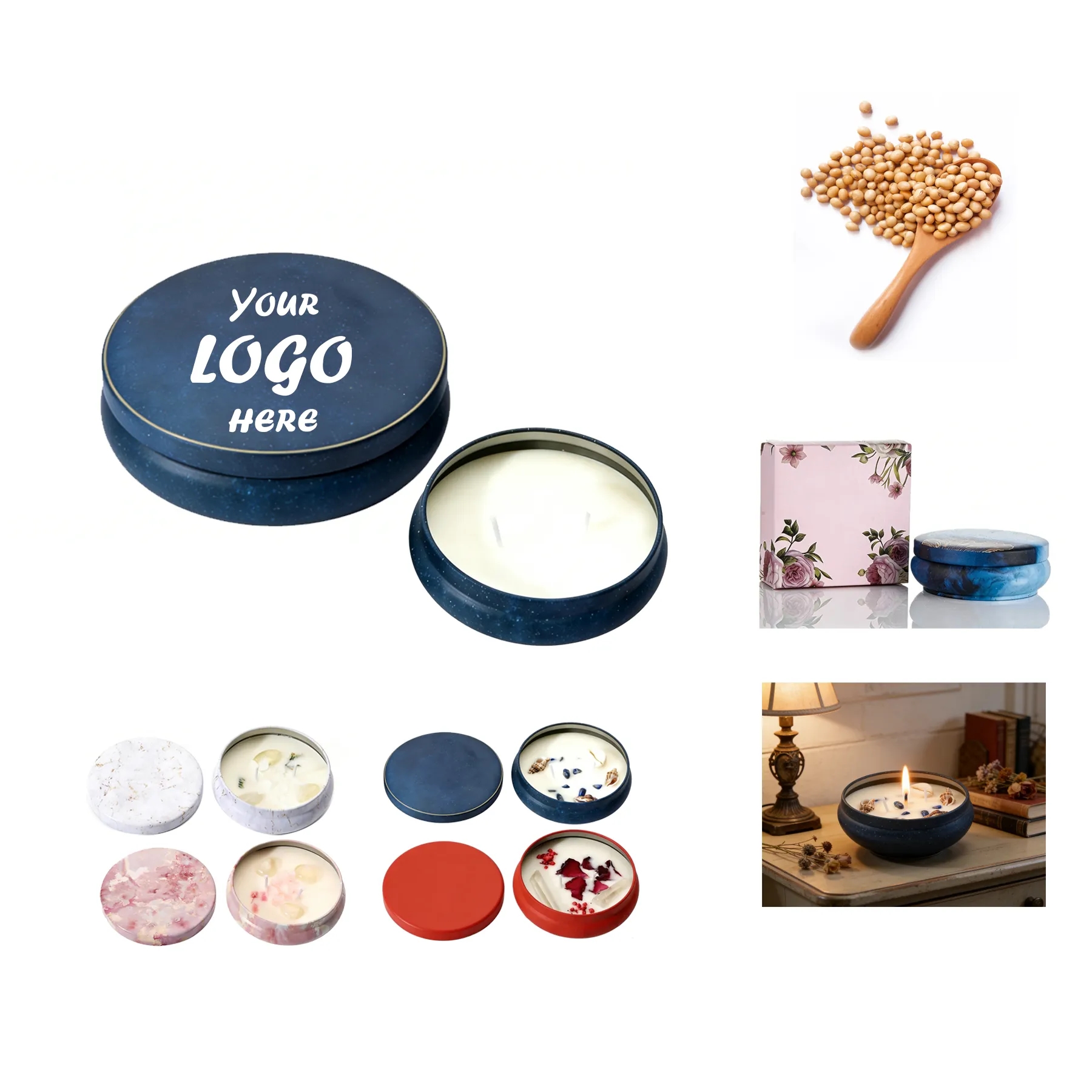 Premium Single Wick Soy Candle In Printed Round Tin
