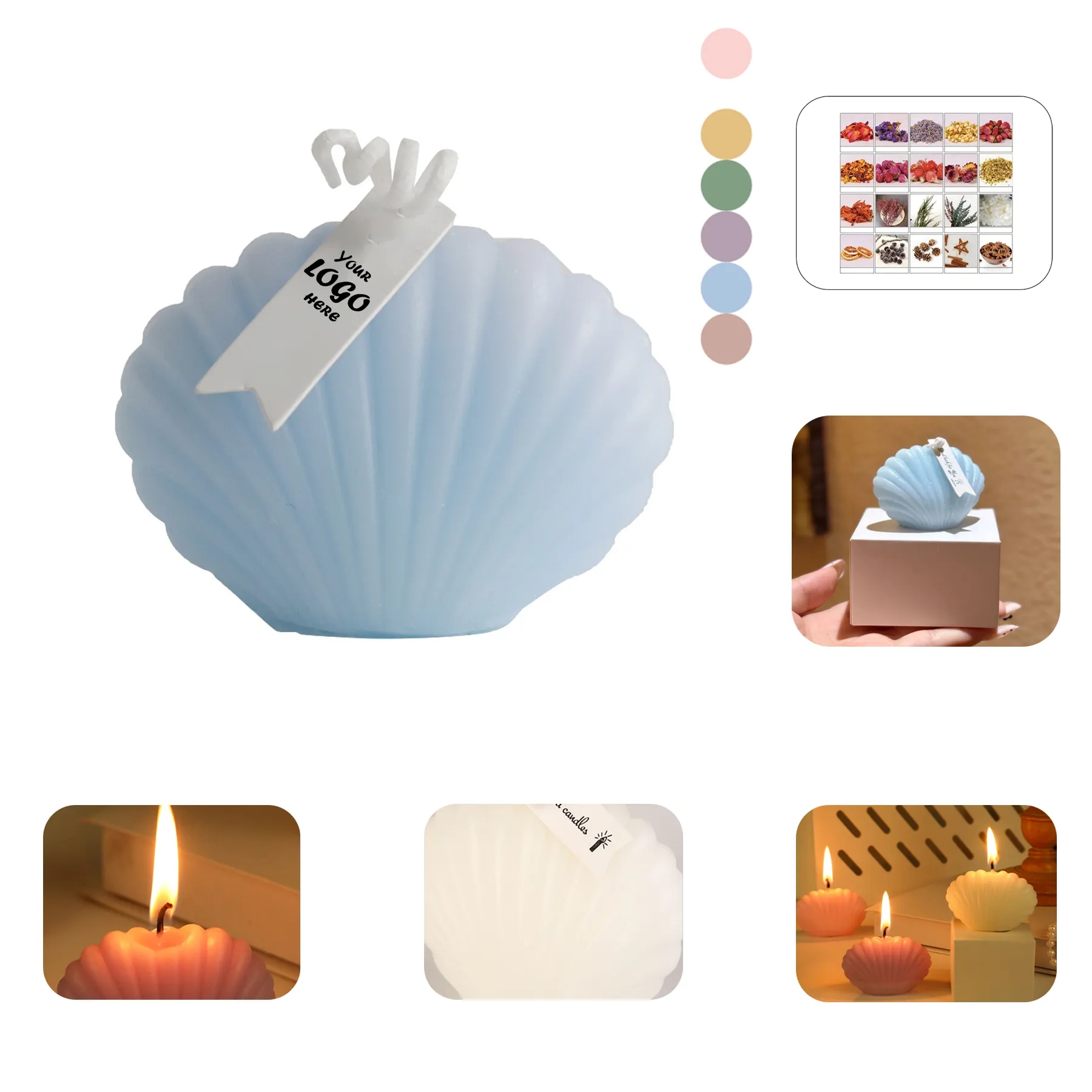 Handmade Seashell Shaped Candle With Cotton Wick