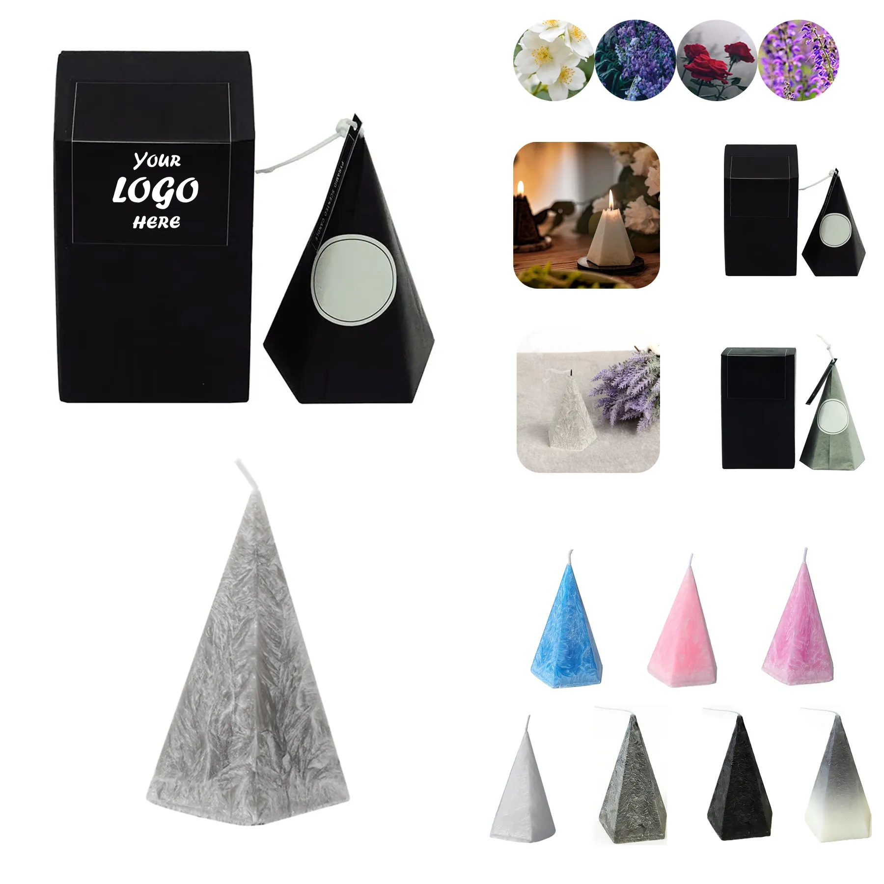 Pentagonal Ceramic Aromatherapy Candle With Print