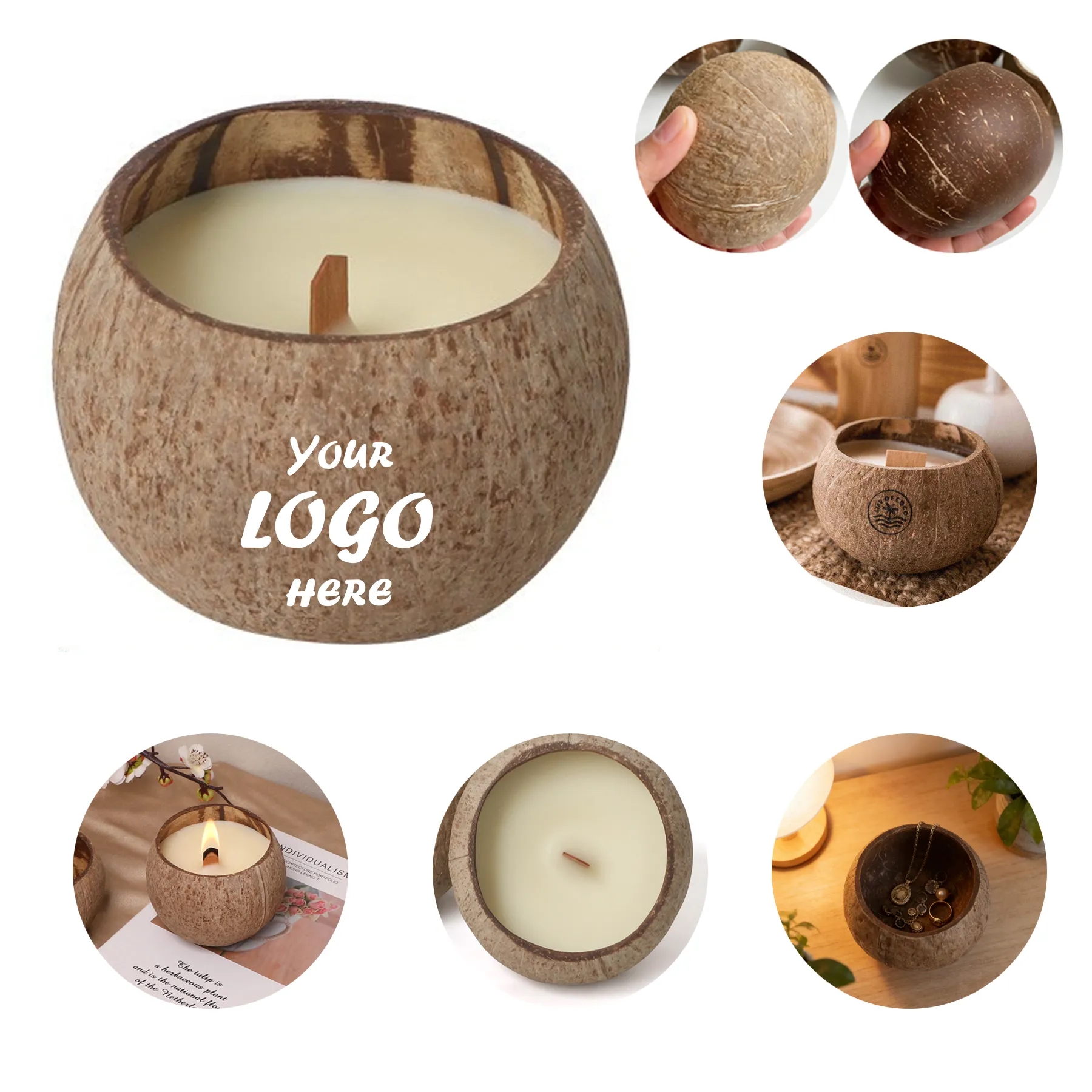Soy Coconut Candle In Natural Shell Gift Kraft Box