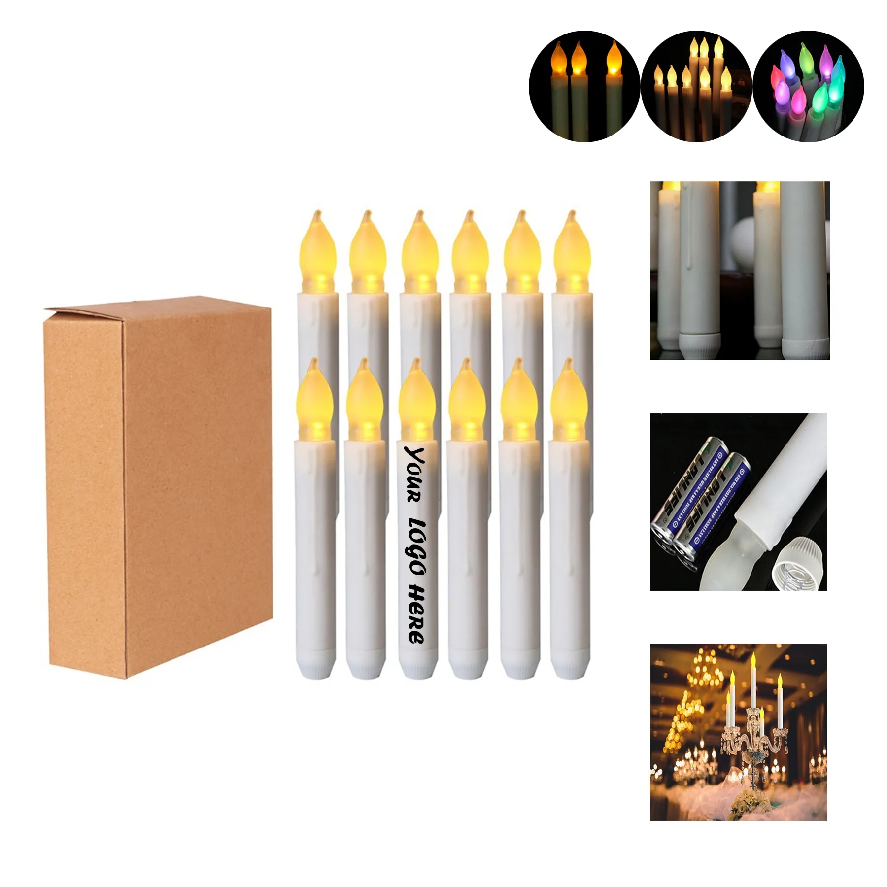 LED Taper Candle With Flickering Flameless Effect