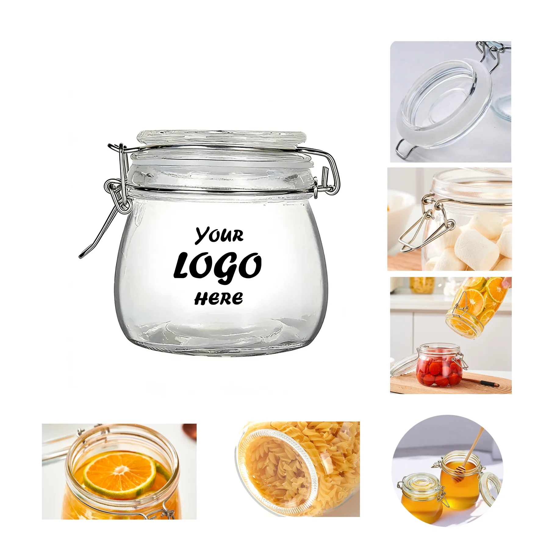 16 Oz Glass Food Storage Jar With Locking Clamp Lid