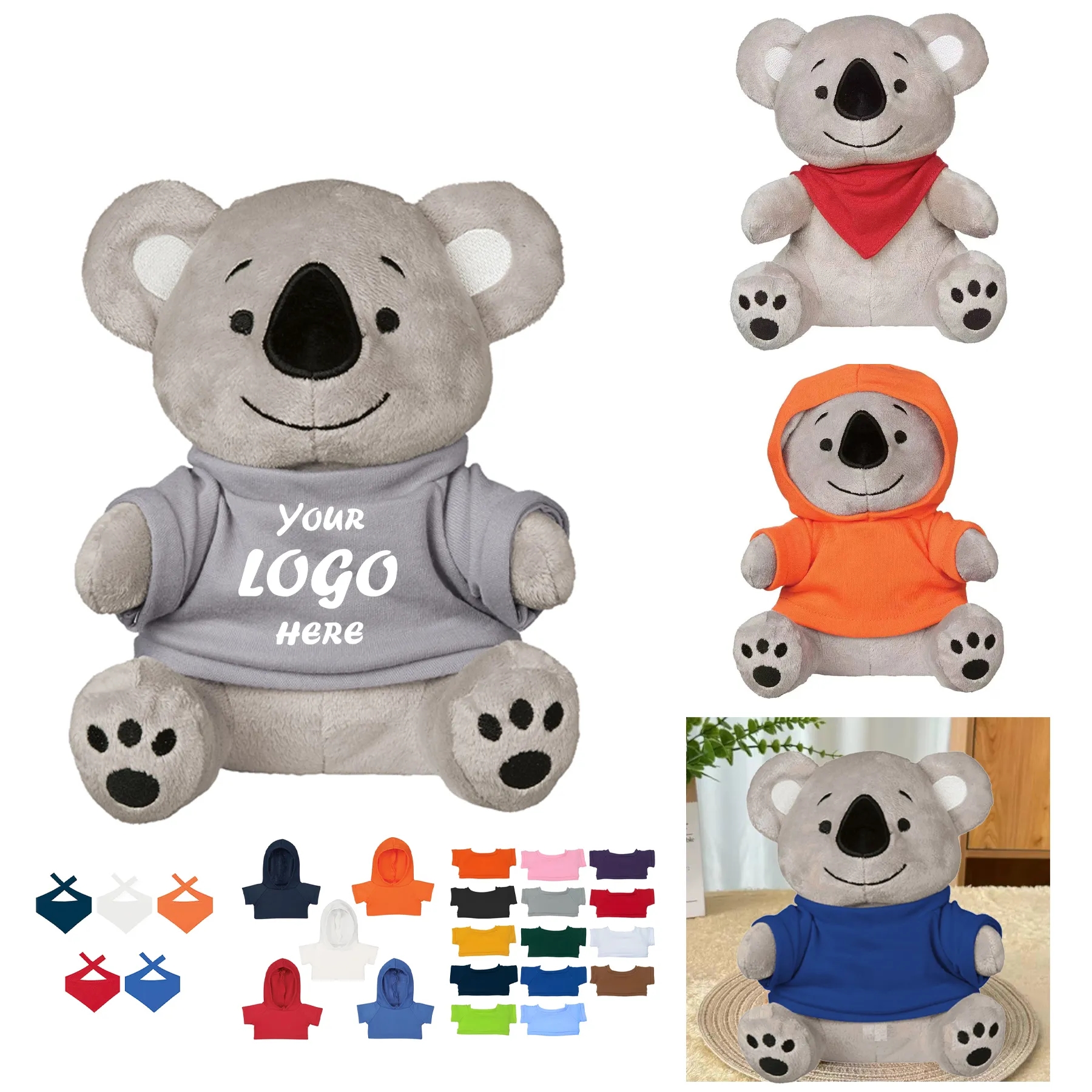 Cute Fluffy Koala Plush With Custom Outfit Accessory